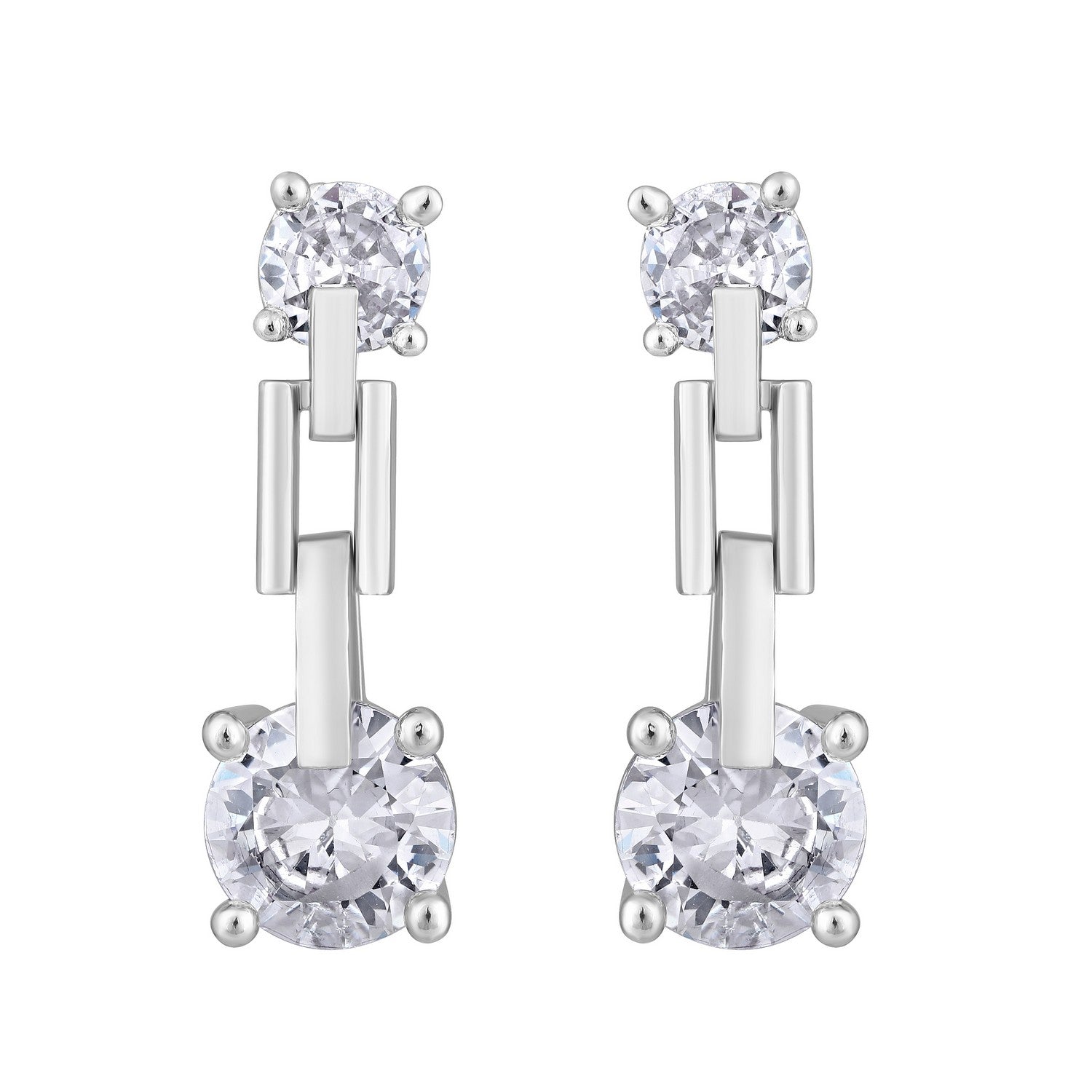 Jazz And Sizzle Rhodium-Plated Circular Drop Earrings