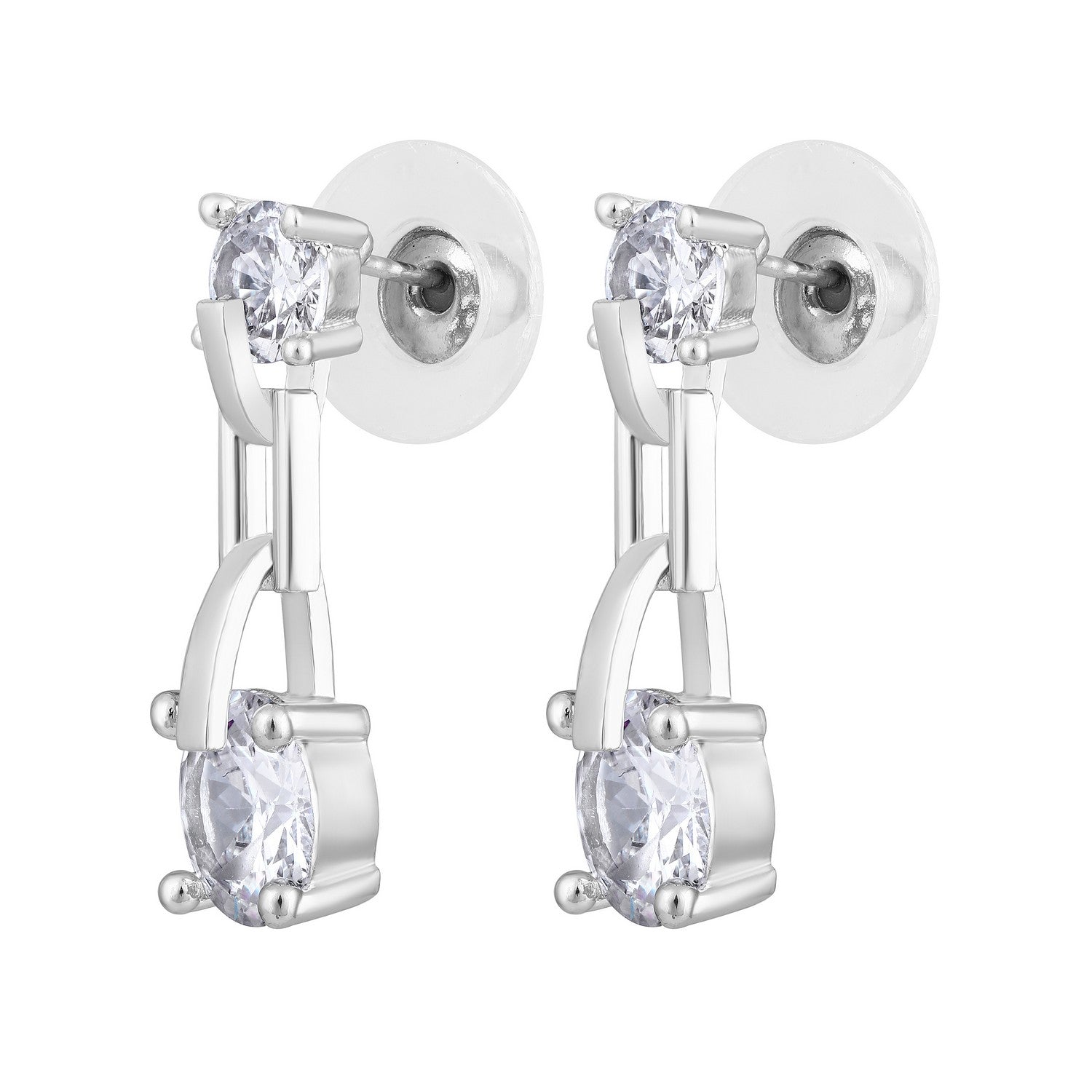 Jazz And Sizzle Rhodium-Plated Circular Drop Earrings