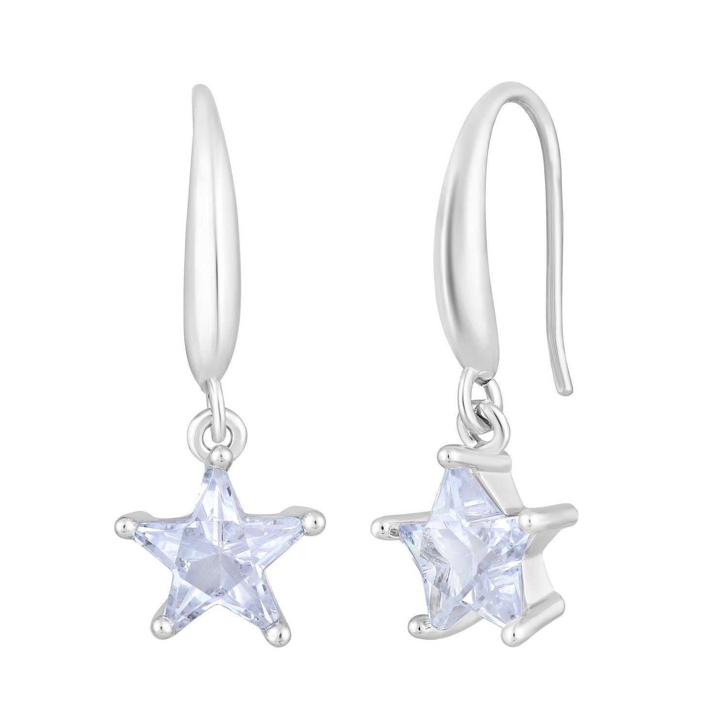 Jazz And Sizzle Rhodium Plated Star Shaped Drop Earrings
