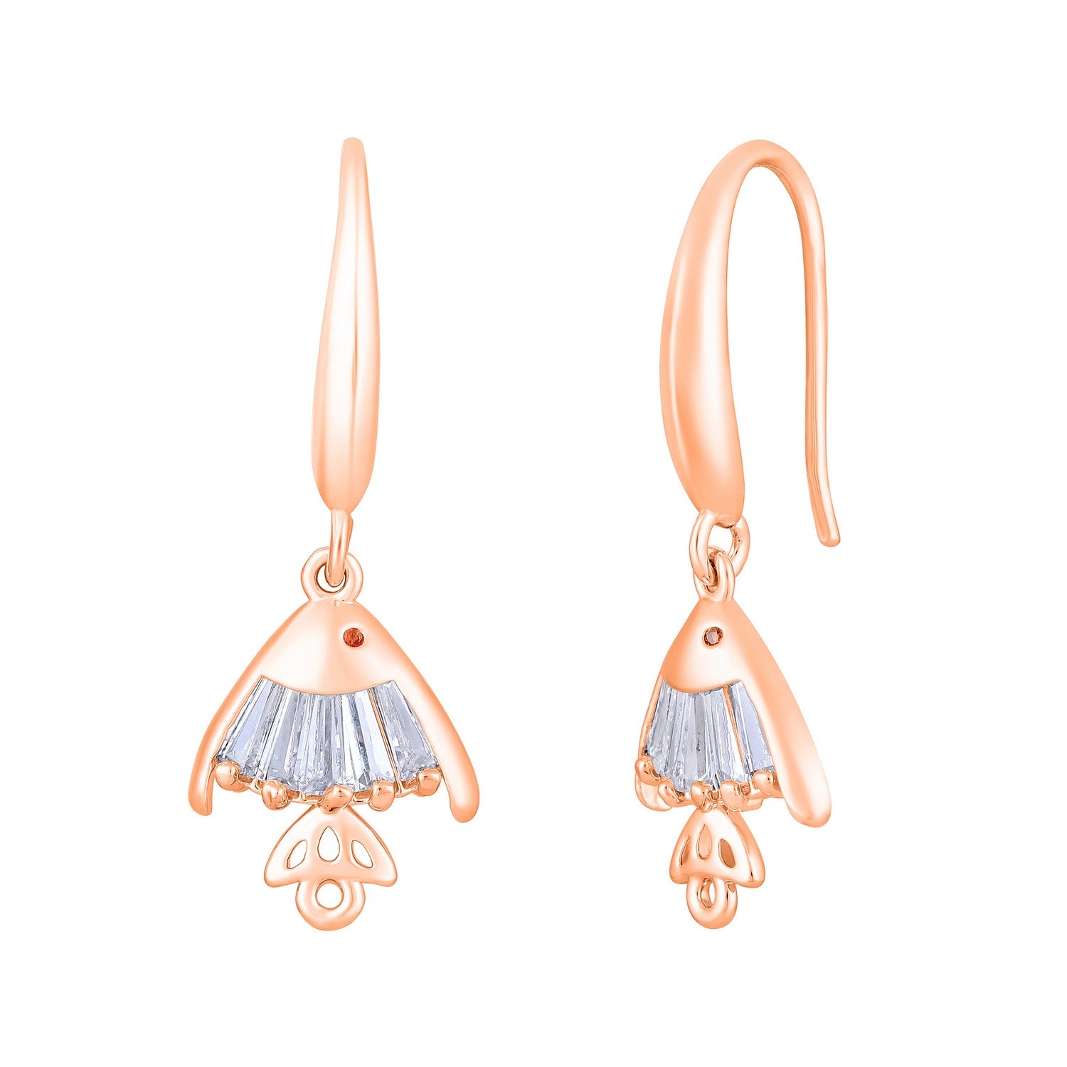 Jazz And Sizzle Rose Gold-Plated Fish Shaped Drop Earrings