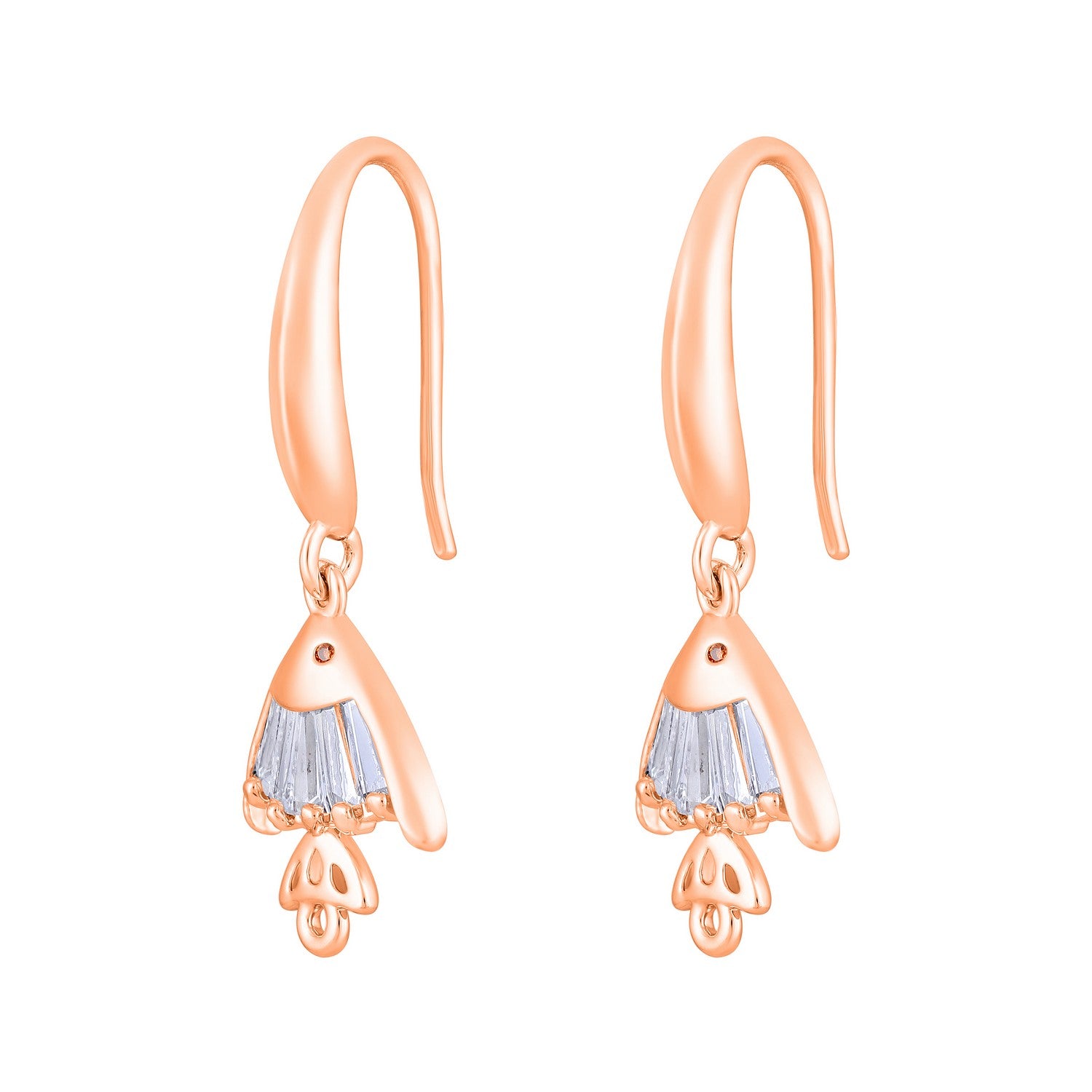 Jazz And Sizzle Rose Gold-Plated Fish Shaped Drop Earrings