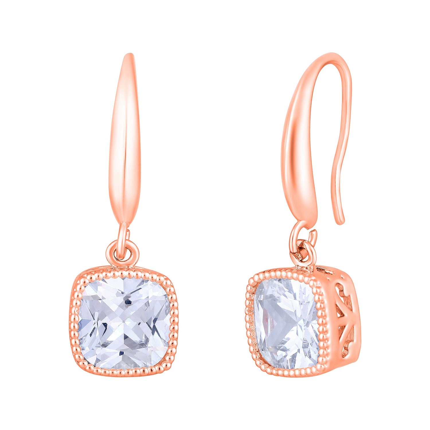 Jazz And Sizzle Rose Gold-Plated Square Shaped Drop Earrings
