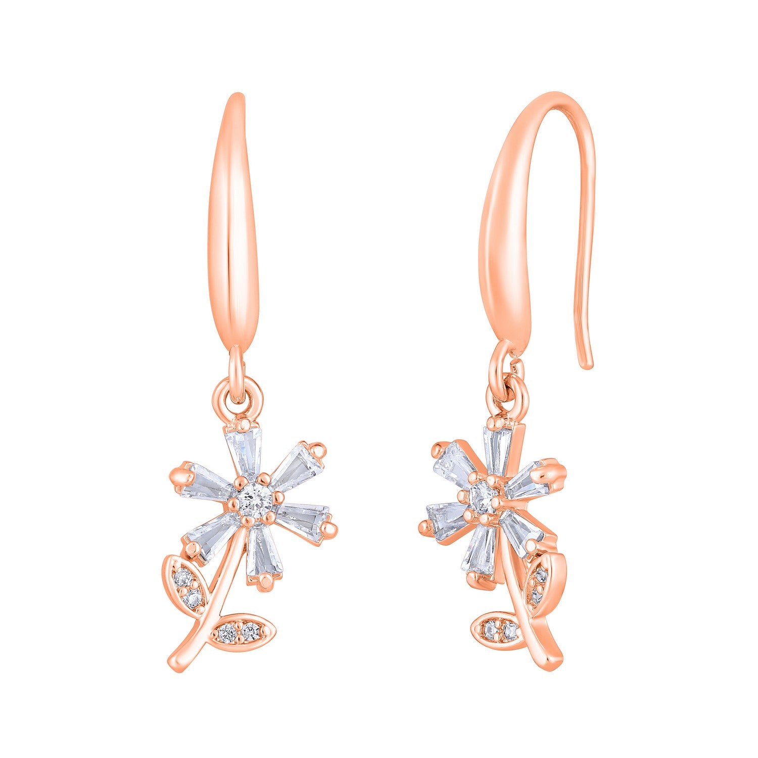 Jazz And Sizzle Rose Gold-Plated Floral Shaped Drop Earrings
