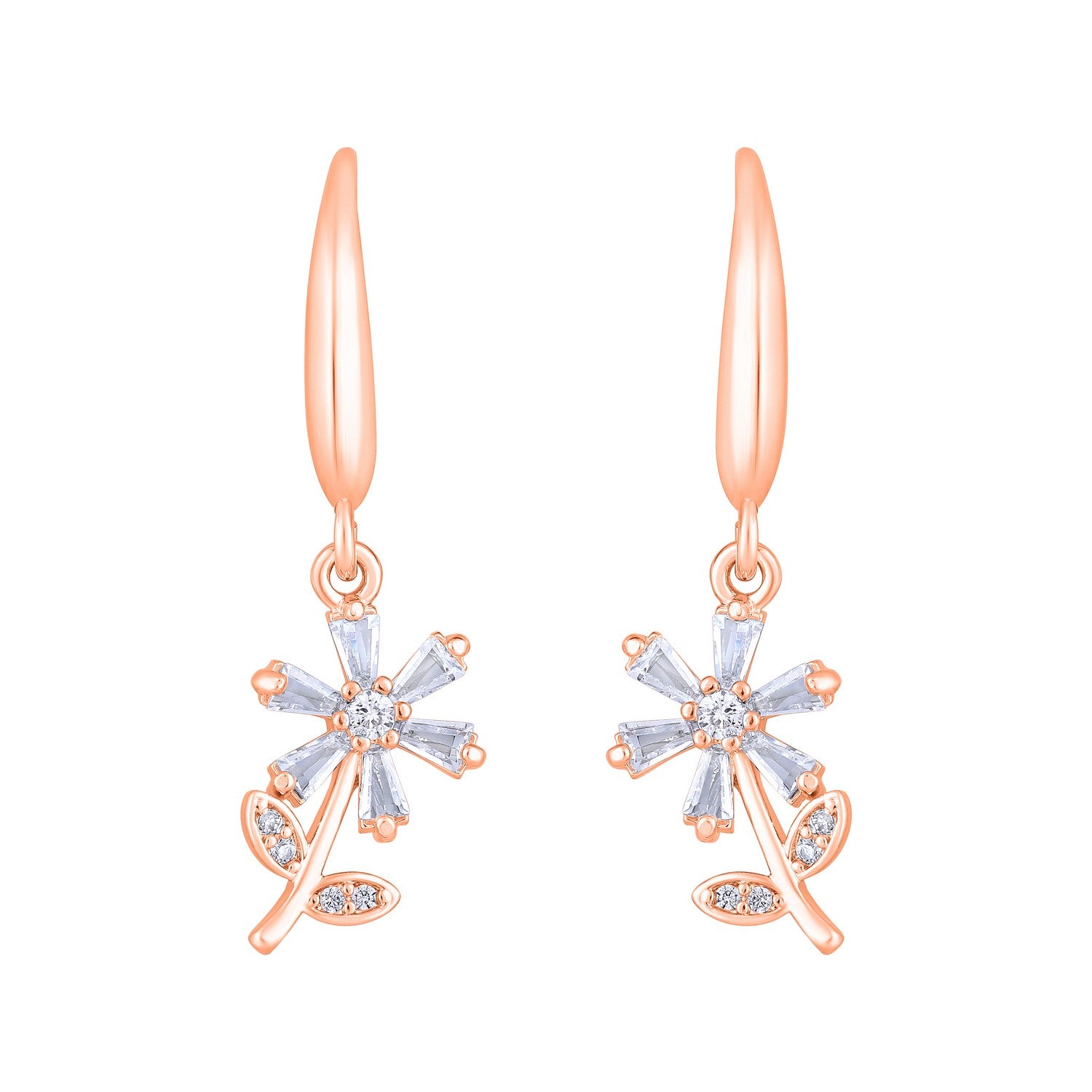 Jazz And Sizzle Rose Gold-Plated Floral Shaped Drop Earrings