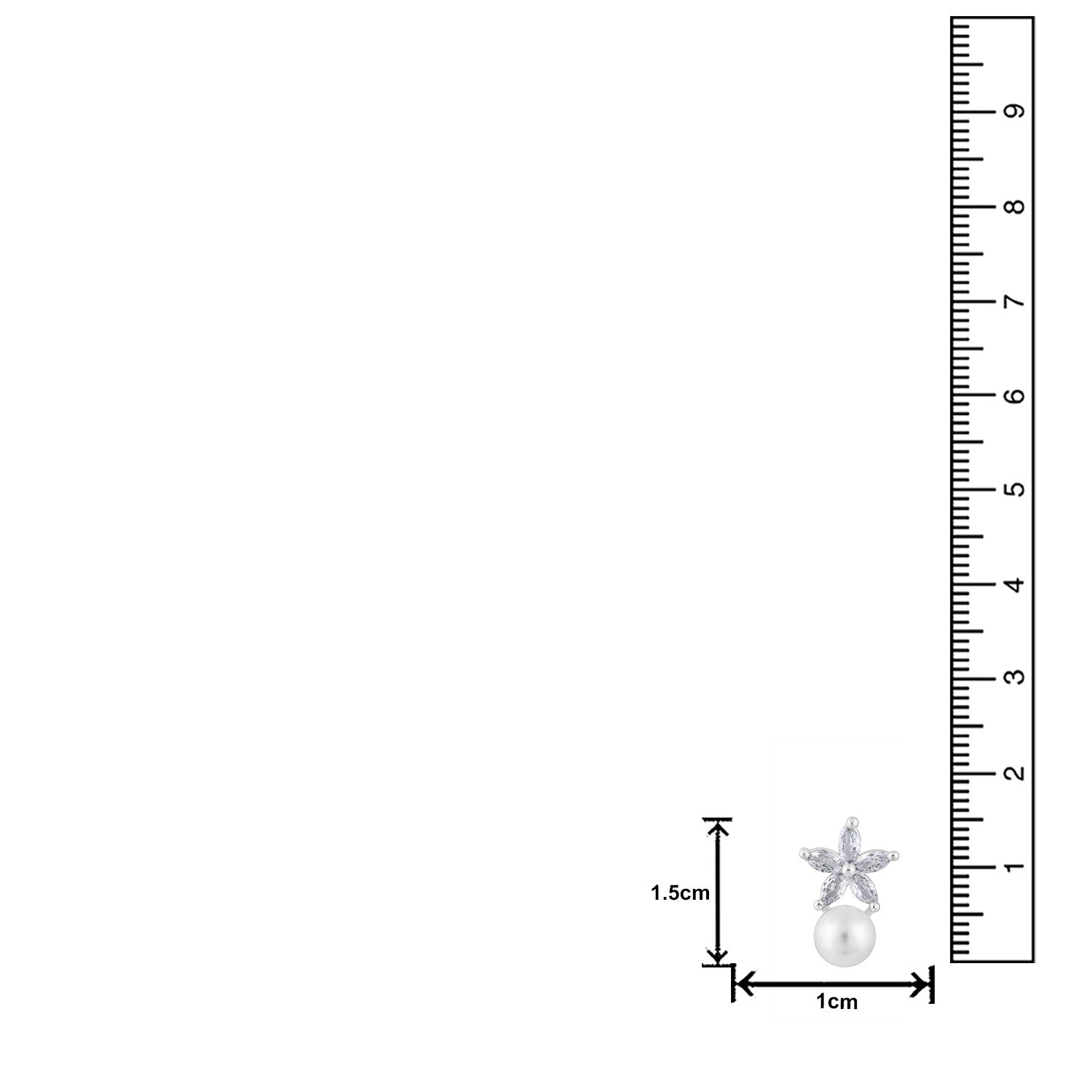 Jazz And Sizzle Rhodium Plated Floral Shaped Pearl Studded Drop Earrings