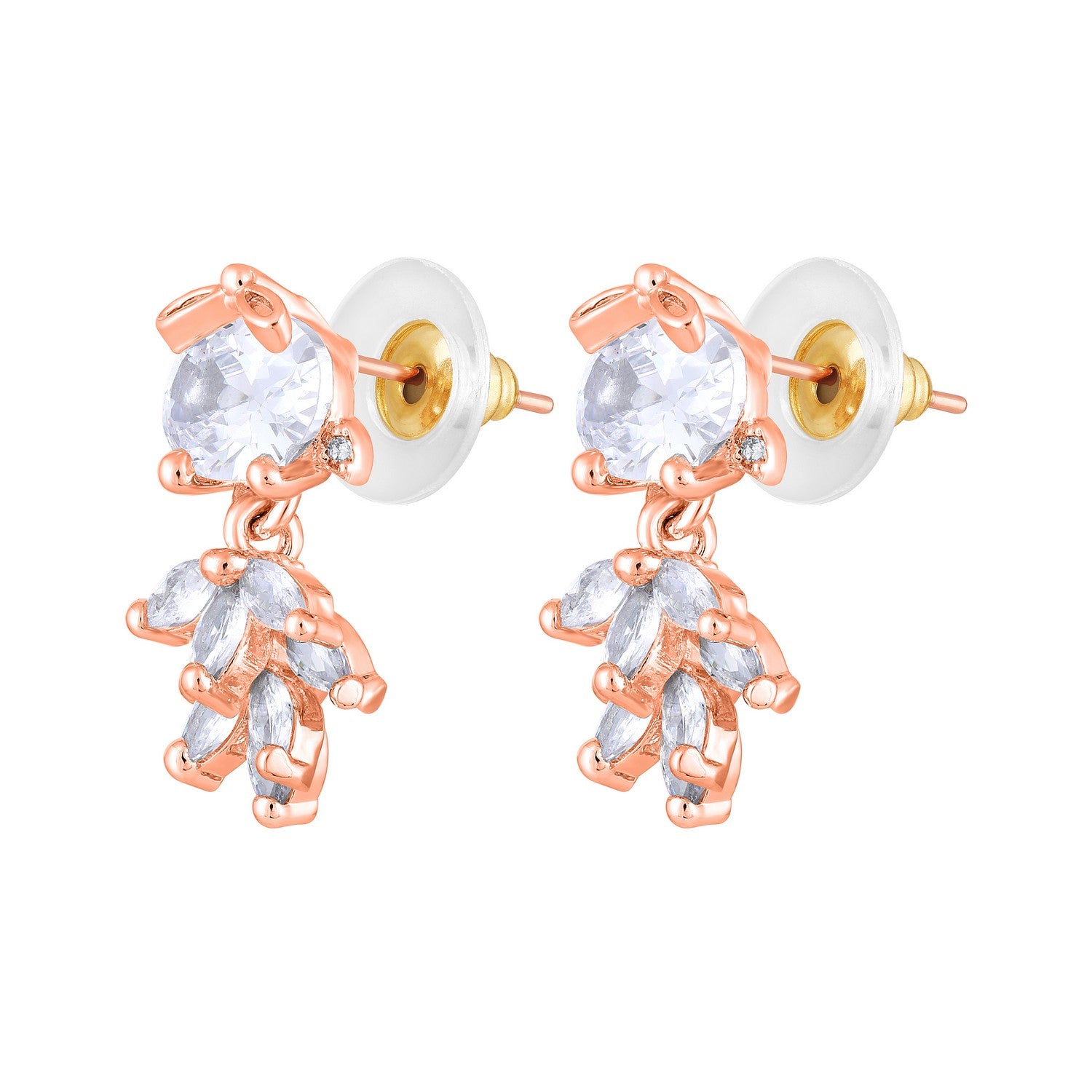 Jazz And Sizzle Rose Gold-Plated Floral Shaped Drop Earrings