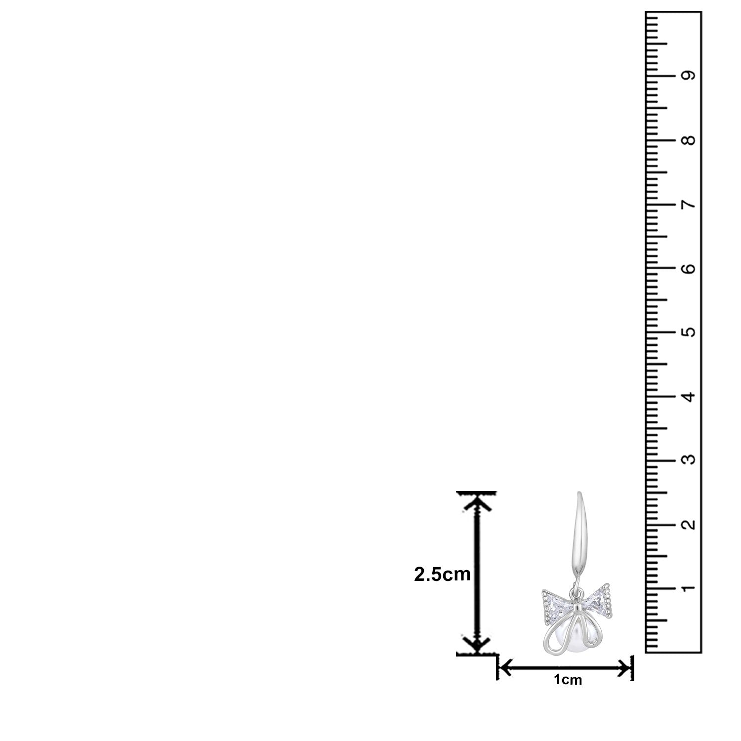 Jazz And Sizzle Rhodium Plated Bow Shaped Pearl Studded Drop Earrings