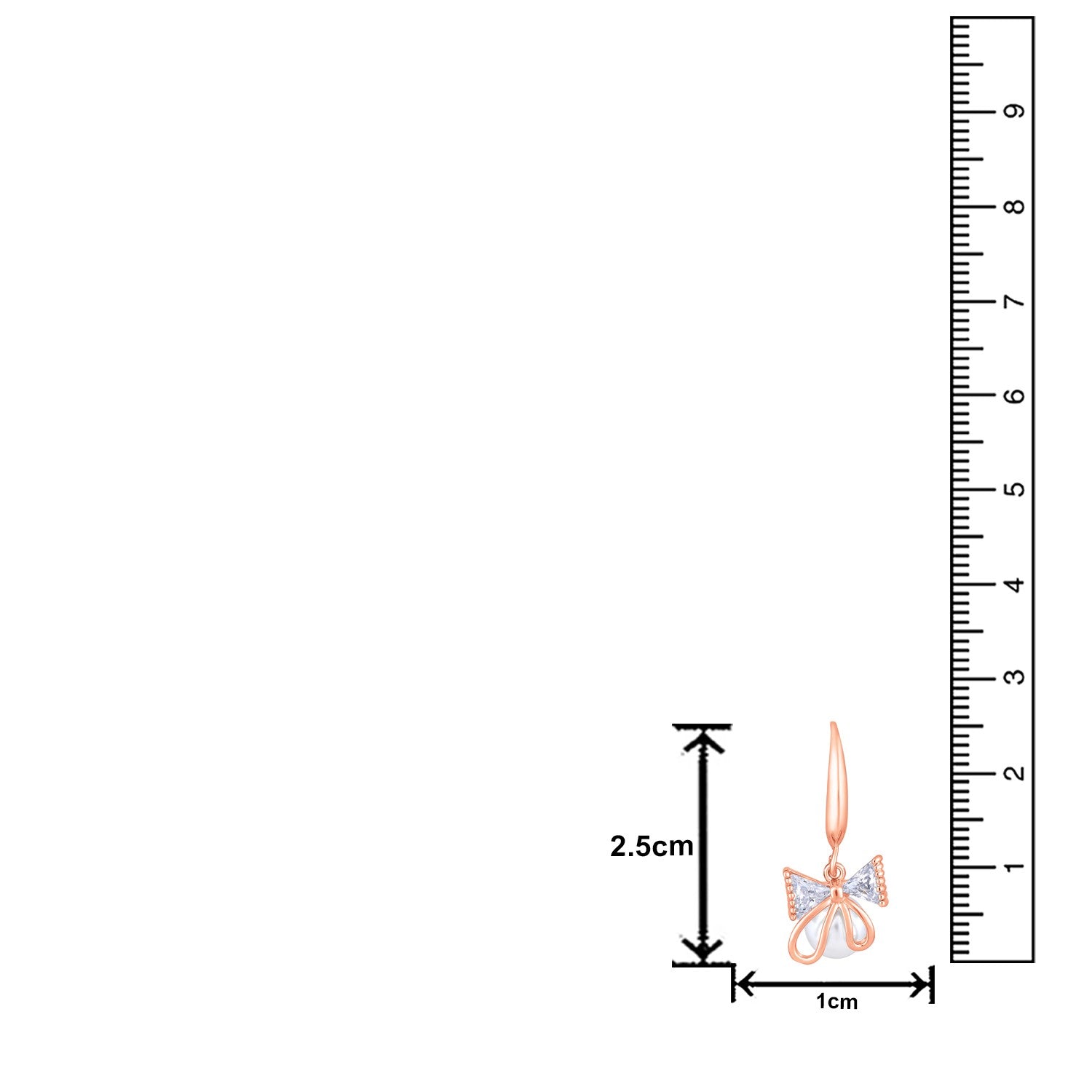 Jazz And Sizzle Rose Gold-Plated Bow Shaped Pearl Studded Drop Earrings