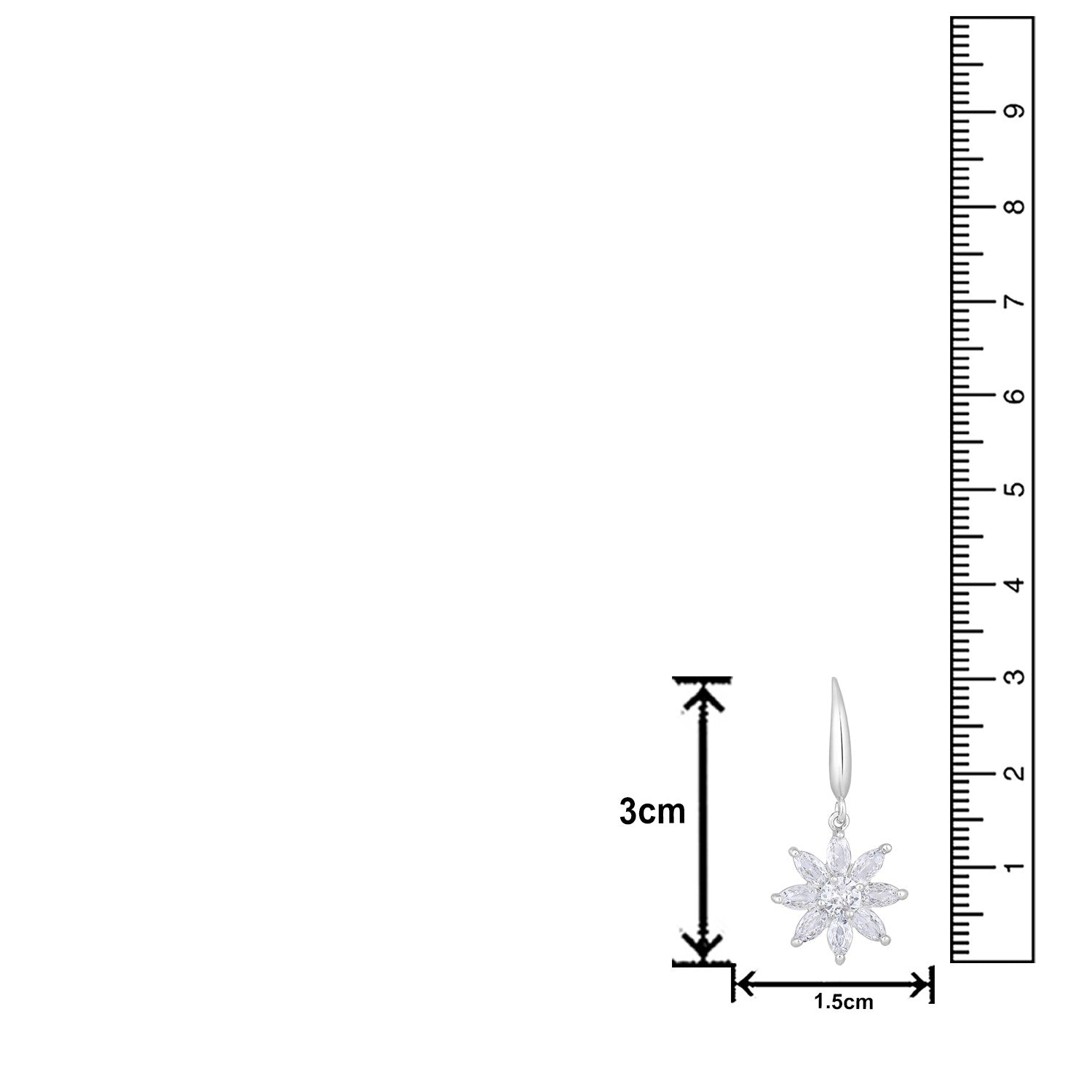 Jazz And Sizzle Rhodium Plated Floral Shaped Drop Earrings