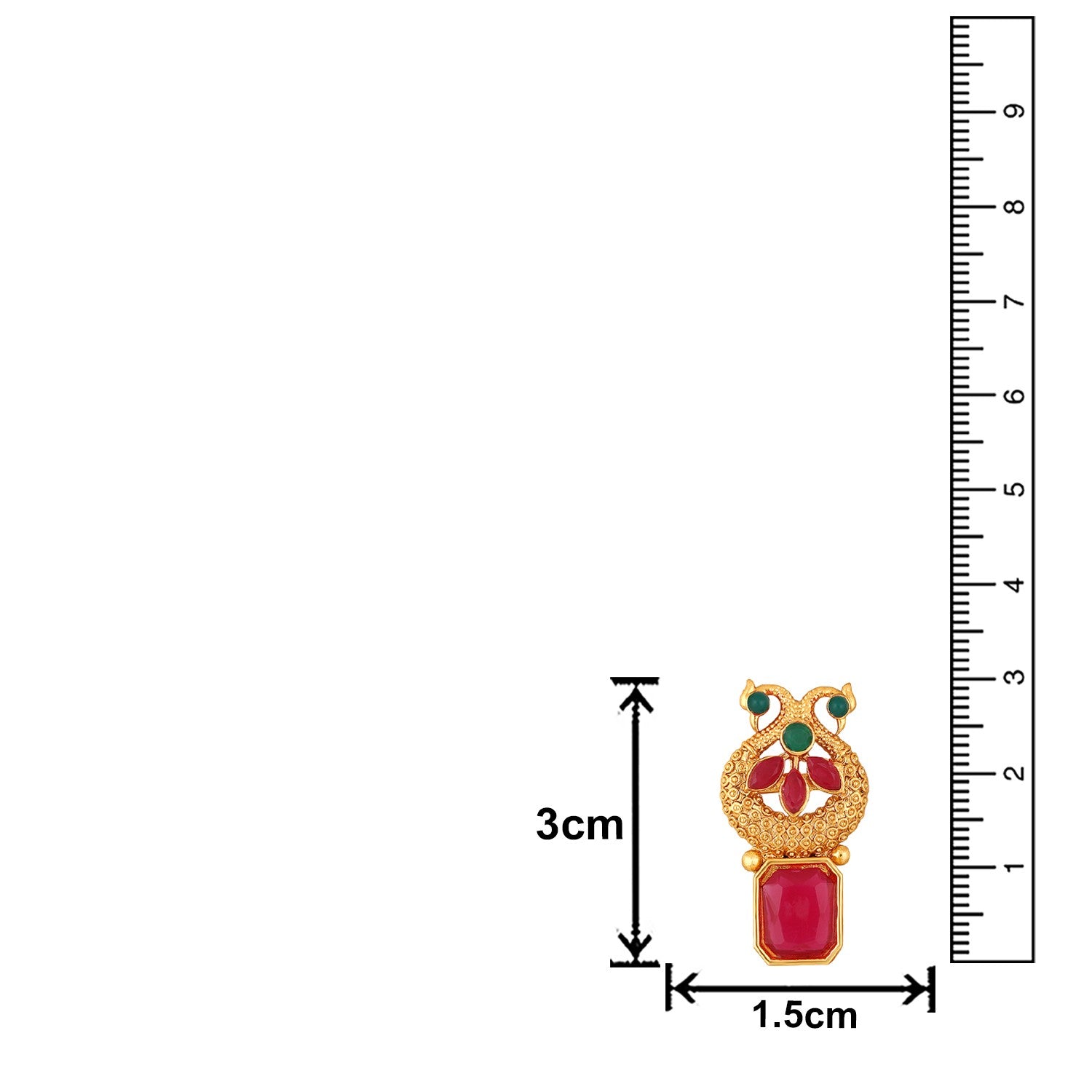 Jazz And Sizzle Gold-Plated Red & Green Stone Studded- Peacock Necklace Set