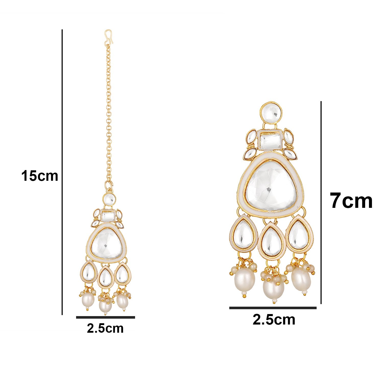 Jazz And Sizzle 22K Gold Plated  Kundan And Zircon Studded Jewellery Set With Maangtikka