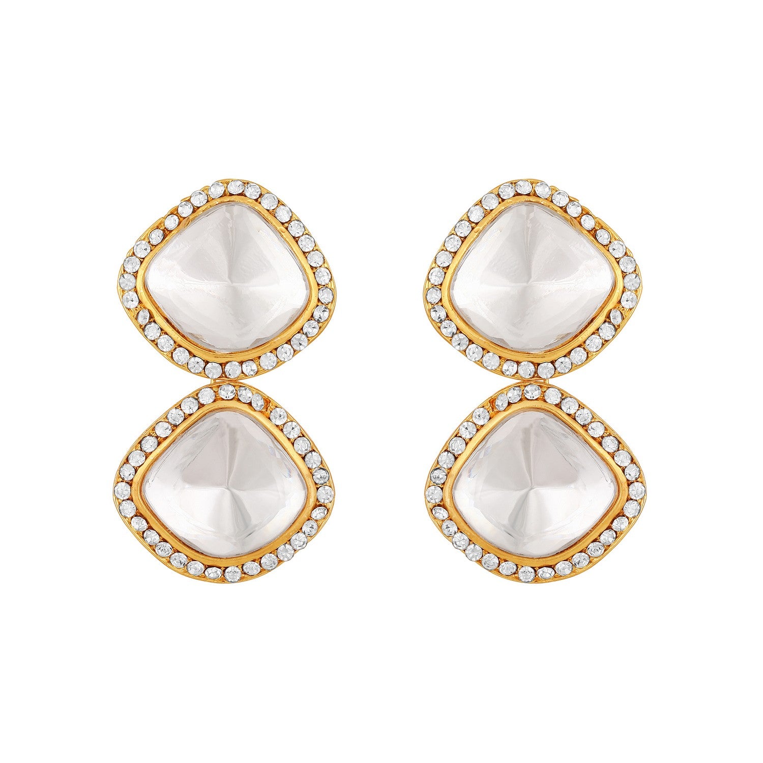 Jazz And Sizzle Gold-Plated Red & White Stone Studded Jewellery Set With Manngtikka