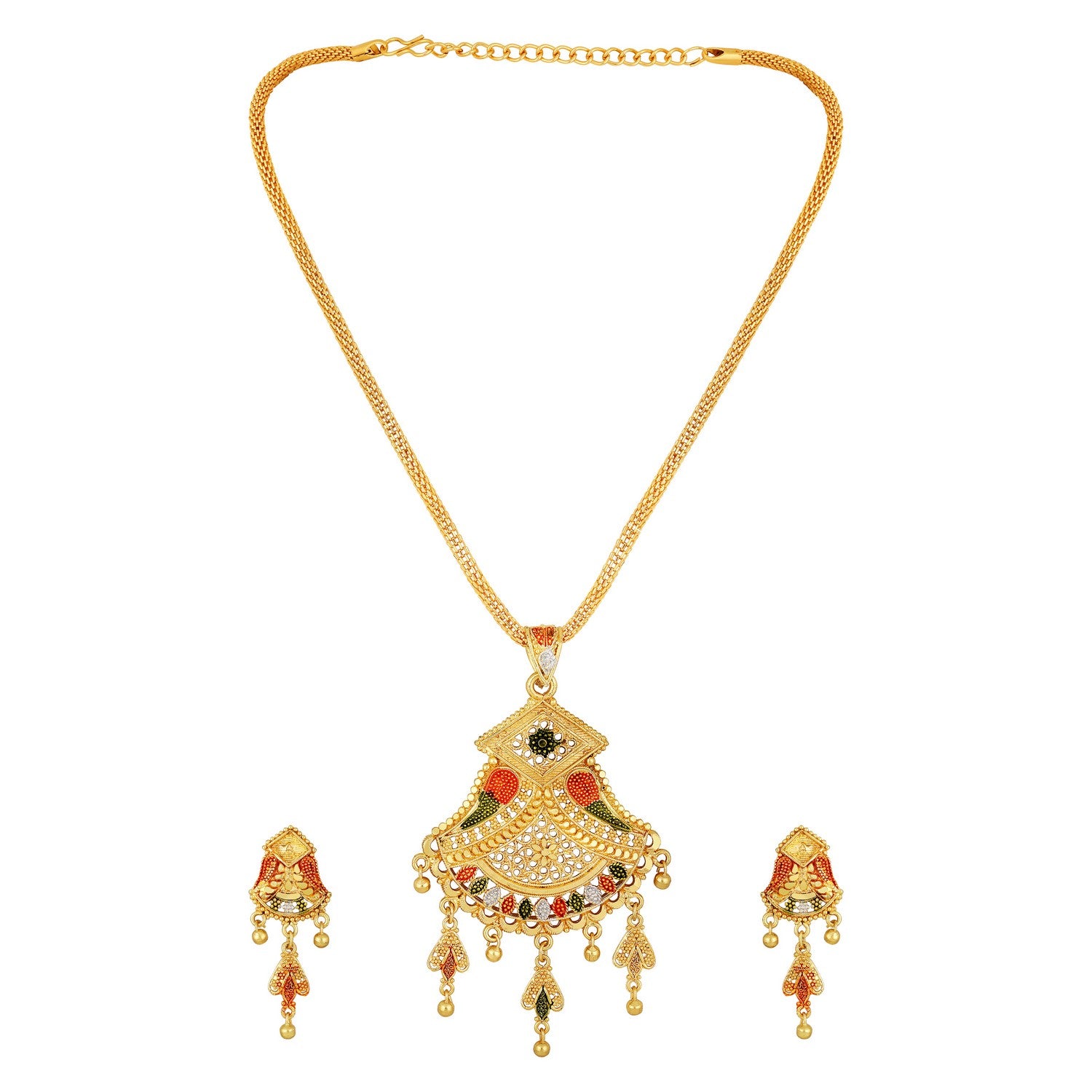 Jazz And Sizzle 22K Gold Plated Golden Beads & Pearl Drops Radha Krishna Temple Jewellery Set (Copy)