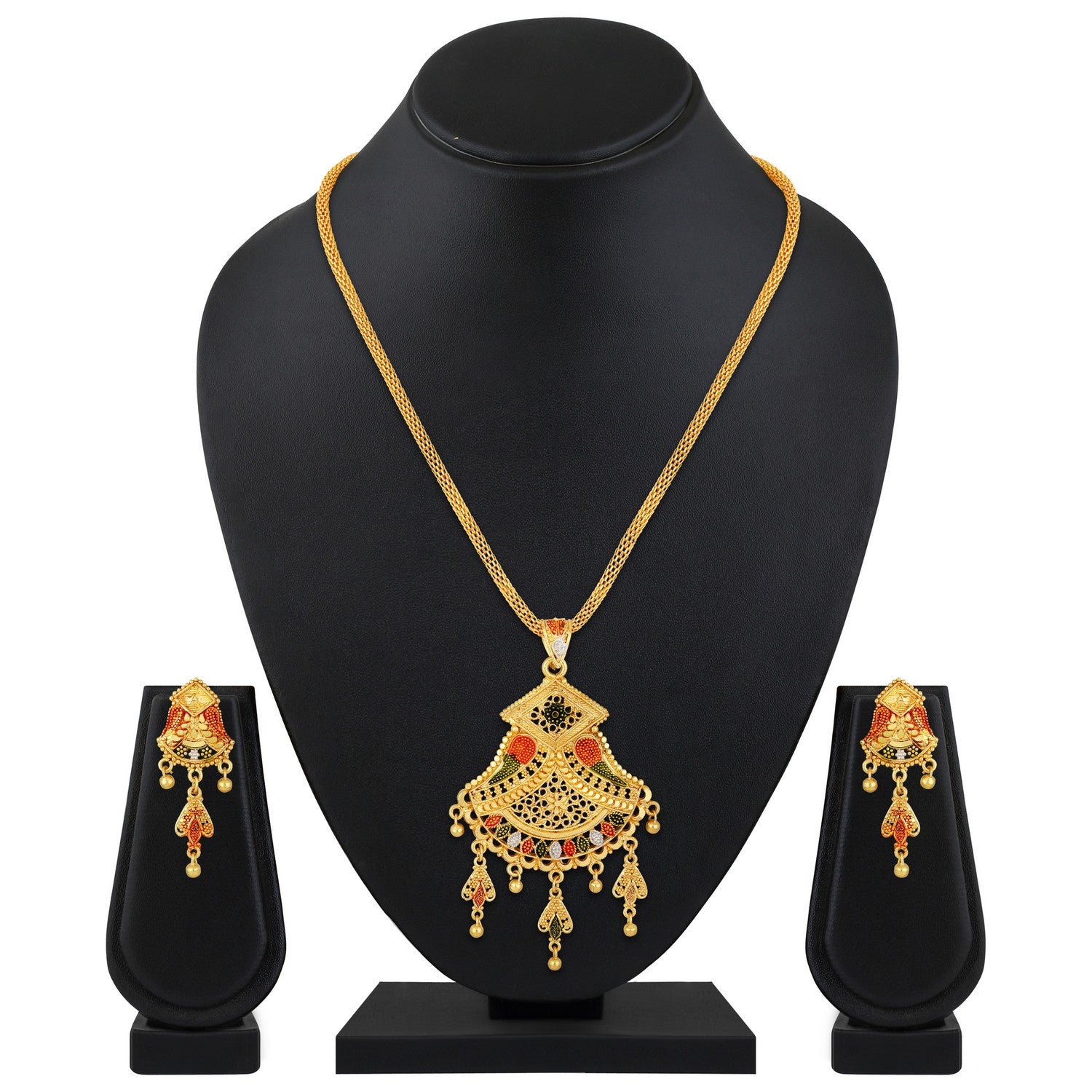 Jazz And Sizzle 22K Gold Plated Golden Beads & Pearl Drops Radha Krishna Temple Jewellery Set (Copy)