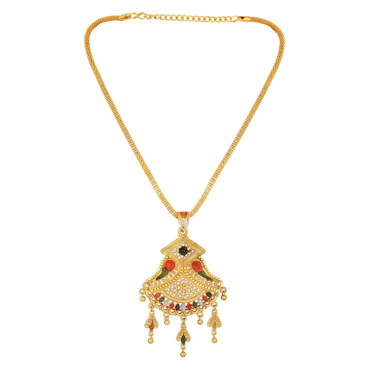 Jazz And Sizzle 22K Gold Plated Golden Beads & Pearl Drops Radha Krishna Temple Jewellery Set (Copy)