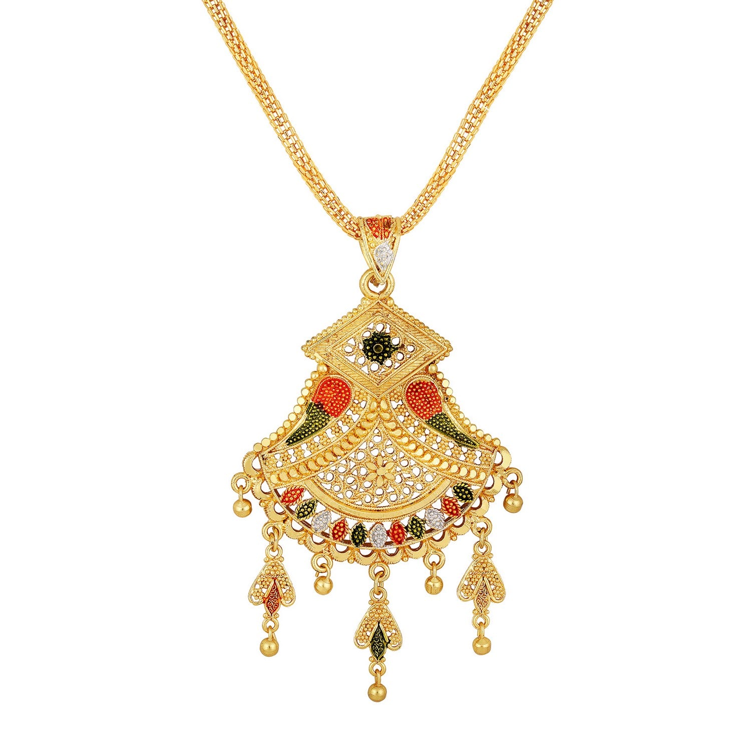 Jazz And Sizzle 22K Gold Plated Golden Beads & Pearl Drops Radha Krishna Temple Jewellery Set (Copy)