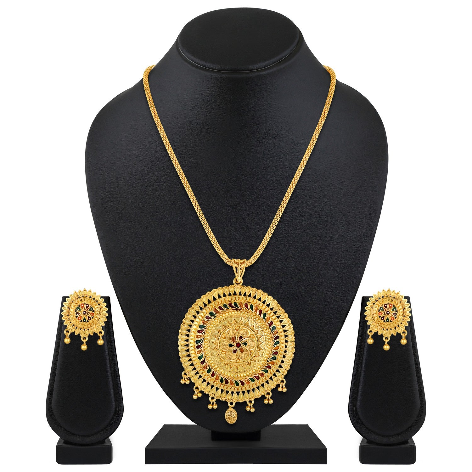 Jazz And Sizzle 22K Gold Plated Golden Beads & Pearl Drops Radha Krishna Temple Jewellery Set (Copy) (Copy)