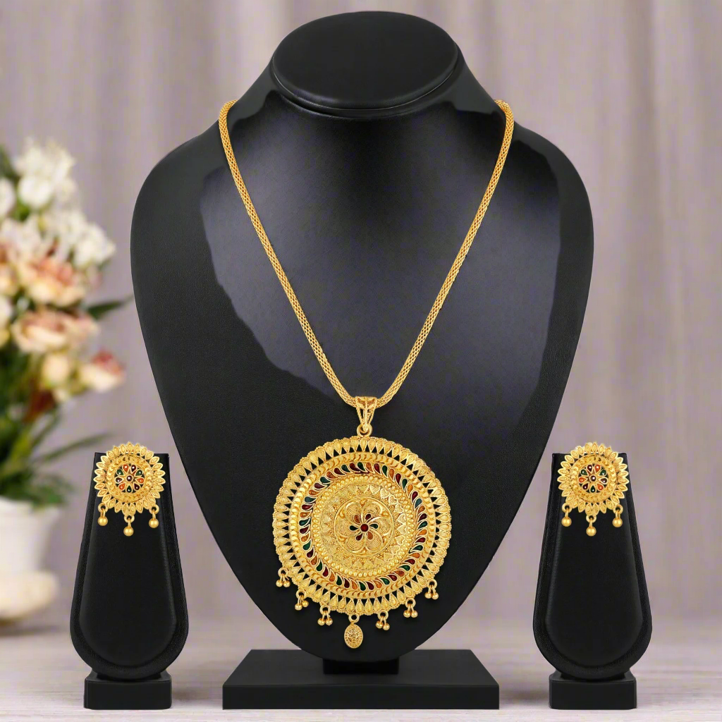 Jazz And Sizzle 22K Gold Plated Golden Beads & Pearl Drops Radha Krishna Temple Jewellery Set (Copy) (Copy)