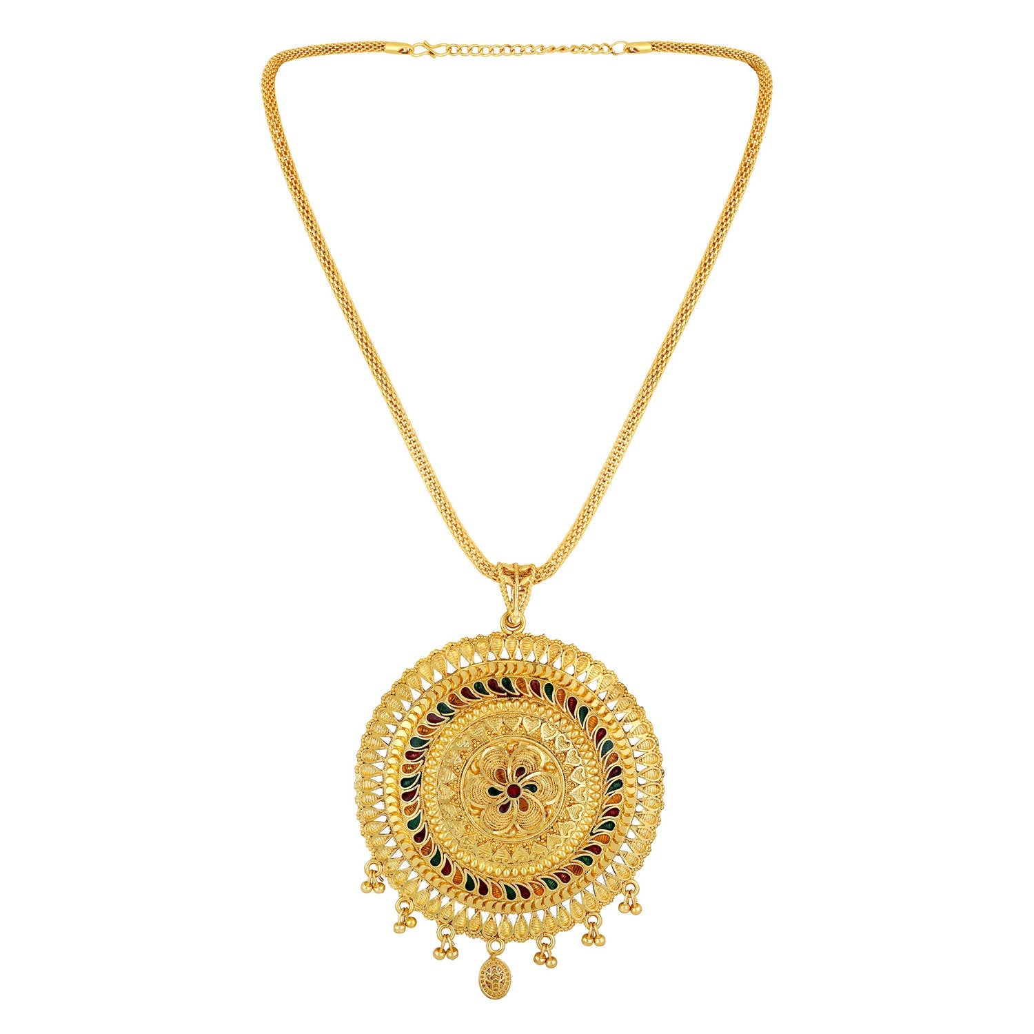 Jazz And Sizzle 22K Gold Plated Golden Beads & Pearl Drops Radha Krishna Temple Jewellery Set (Copy) (Copy)