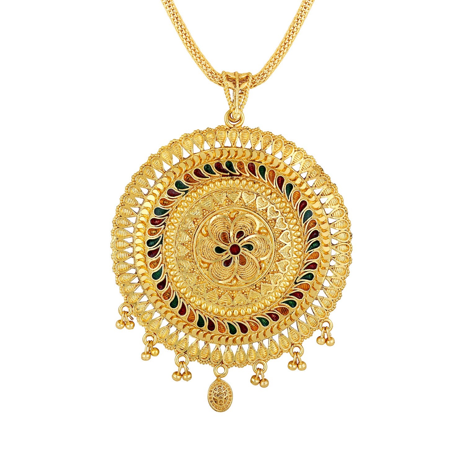 Jazz And Sizzle 22K Gold Plated Golden Beads & Pearl Drops Radha Krishna Temple Jewellery Set (Copy) (Copy)