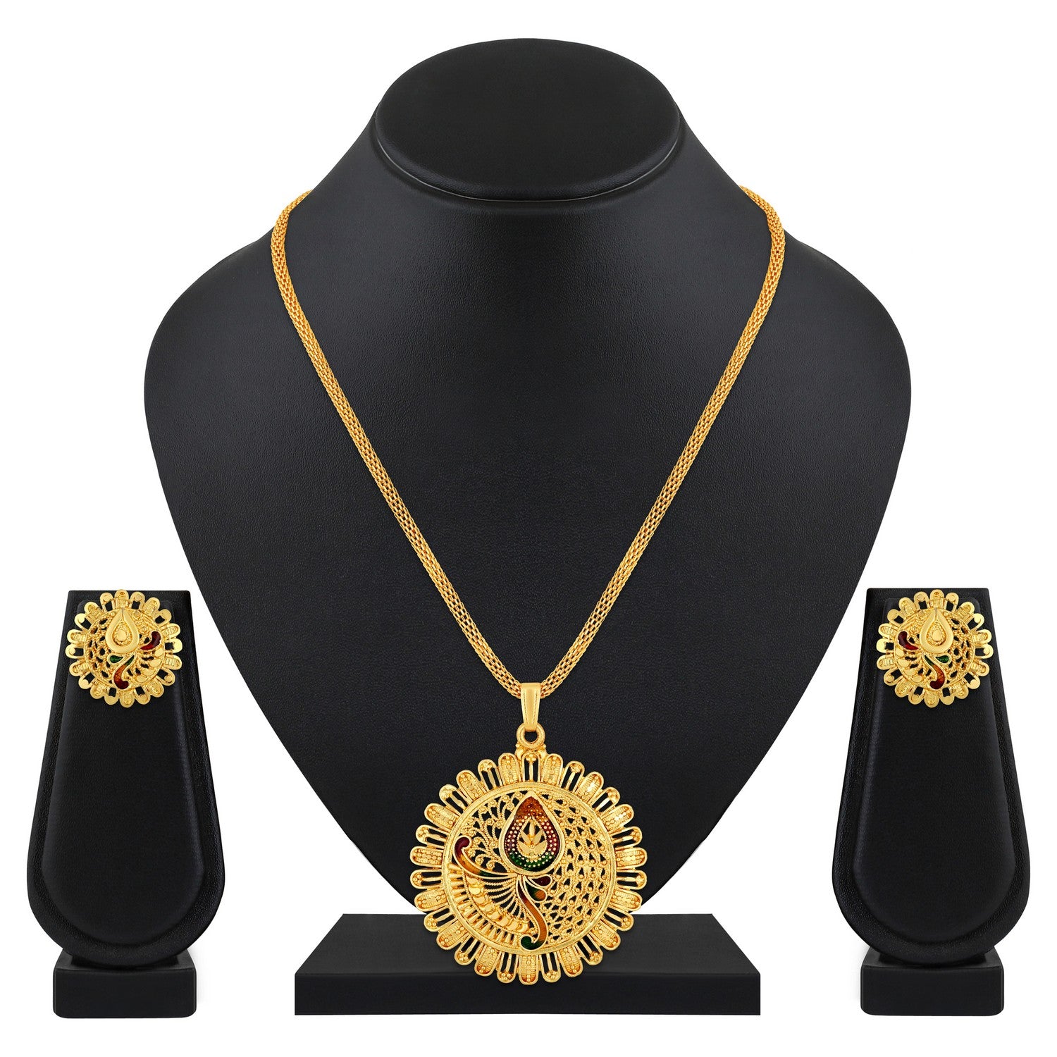 Jazz And Sizzle 22K Gold Plated Golden Beads & Pearl Drops Radha Krishna Temple Jewellery Set (Copy) (Copy) (Copy)