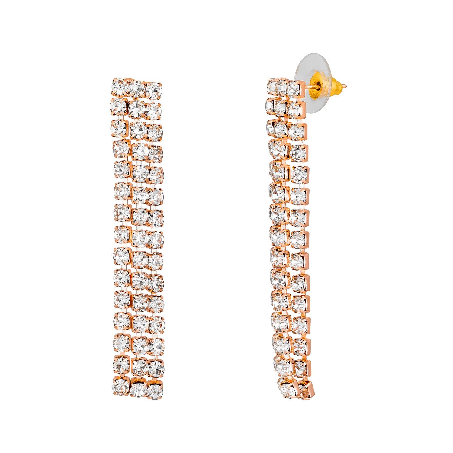 Jazz And Sizzle RoseGold Plated Crystal& Zirconia Studded MultiStrand Jewellery Set
