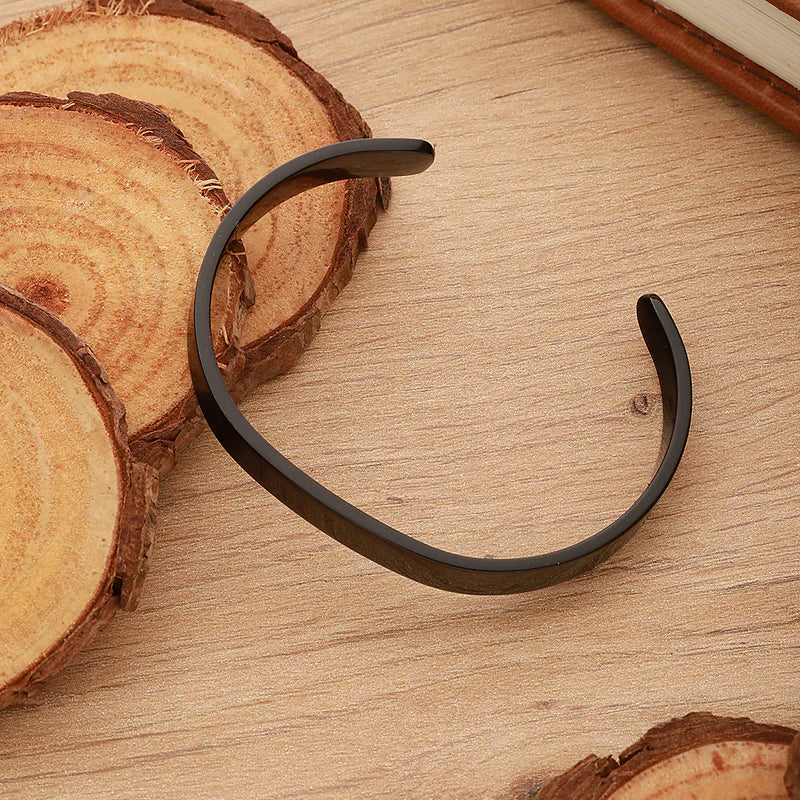 Men Gold-Toned Cuff Bracelet and Black-Toned Stainless Steel Cuff Bracelet Combo