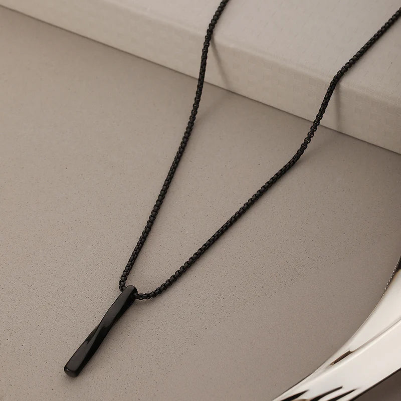 Twisted Cube Bar Pendant Necklace and Silver-Toned Silver-Plated Necklace Combo