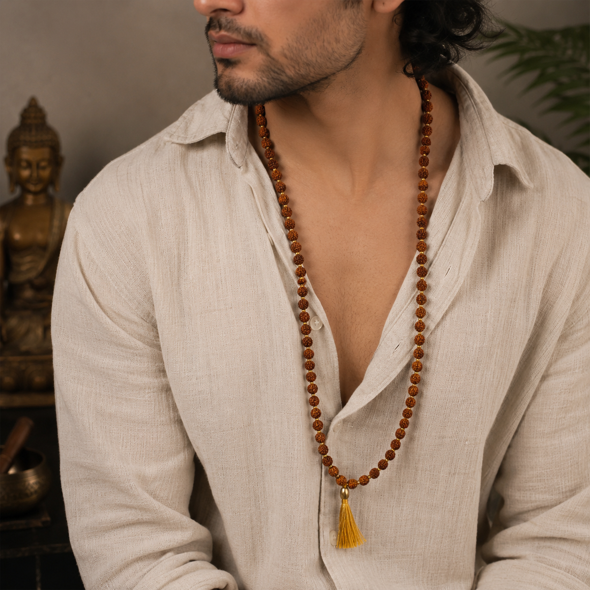 Brown Rudraksha Mala - 108+1 Beads-JS-SNC-0015