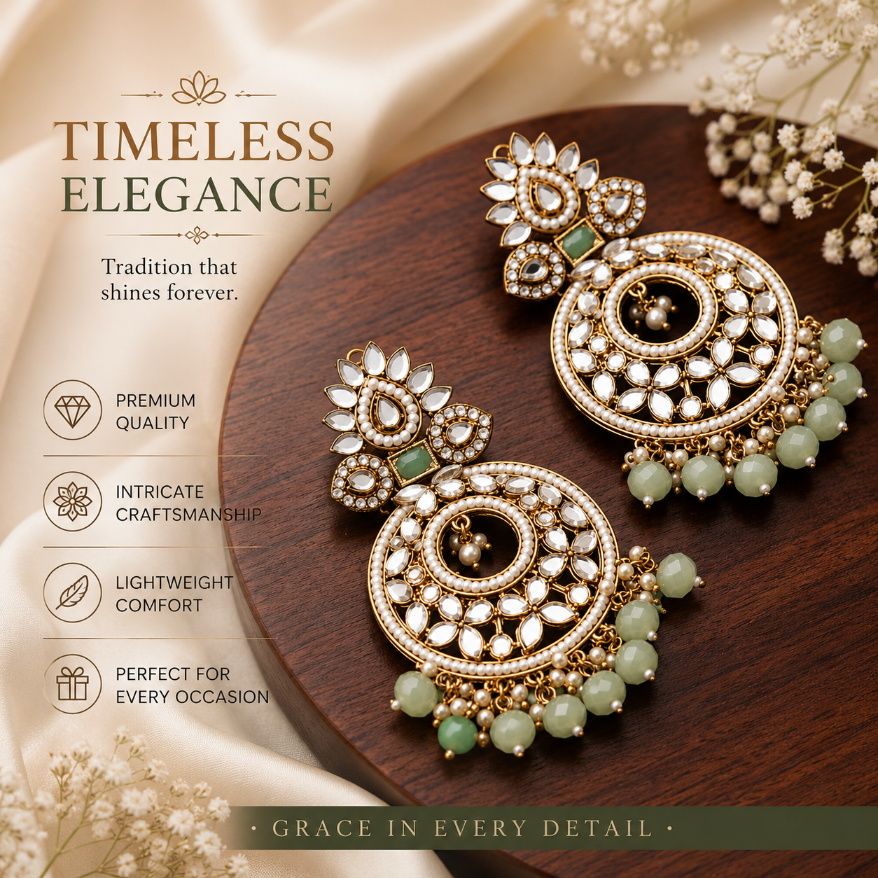 Kundan Mirror Work Ethnic Dangle Earrings