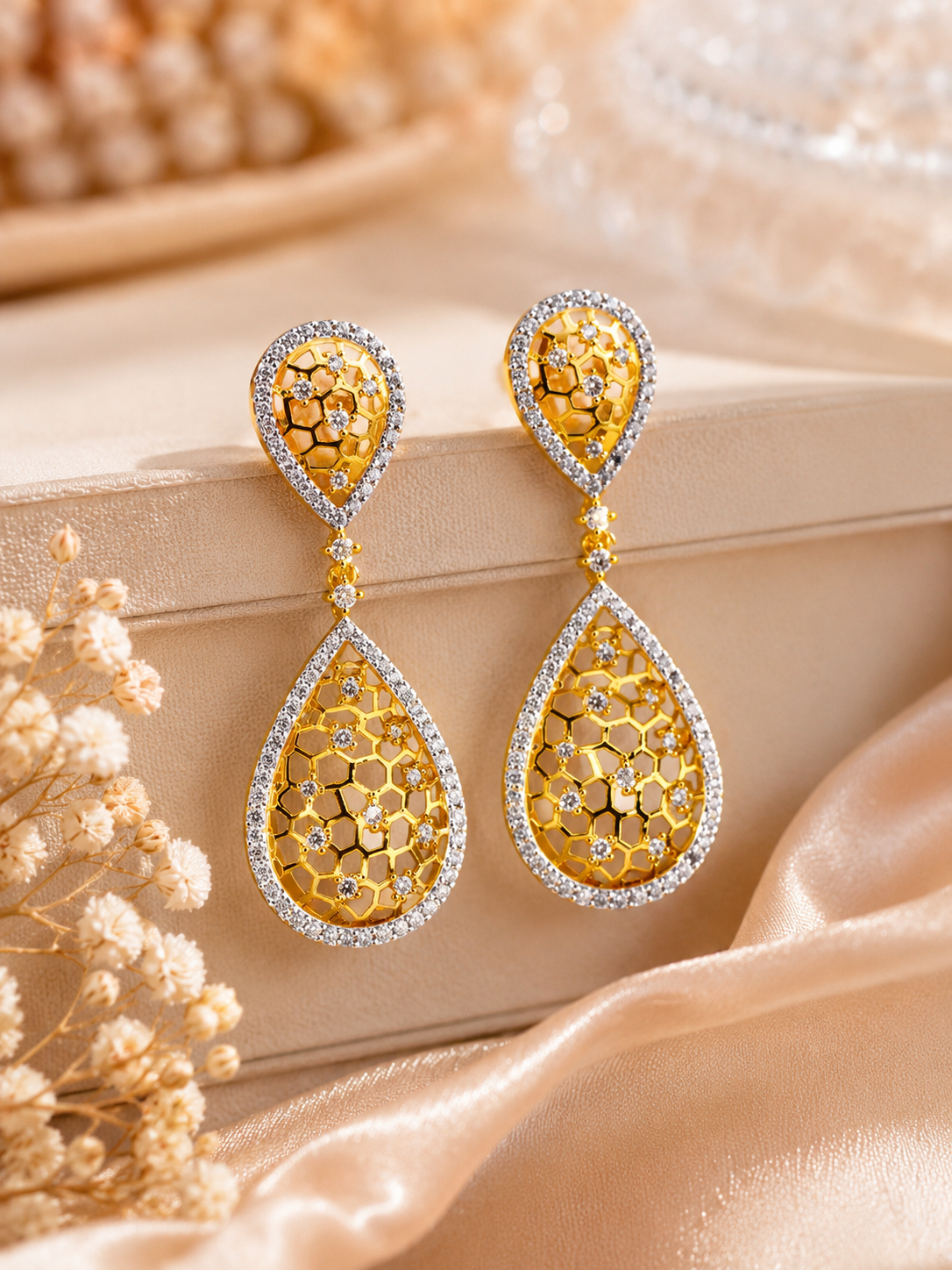 Gold-Plated Filigree Dome Jhumka Earrings