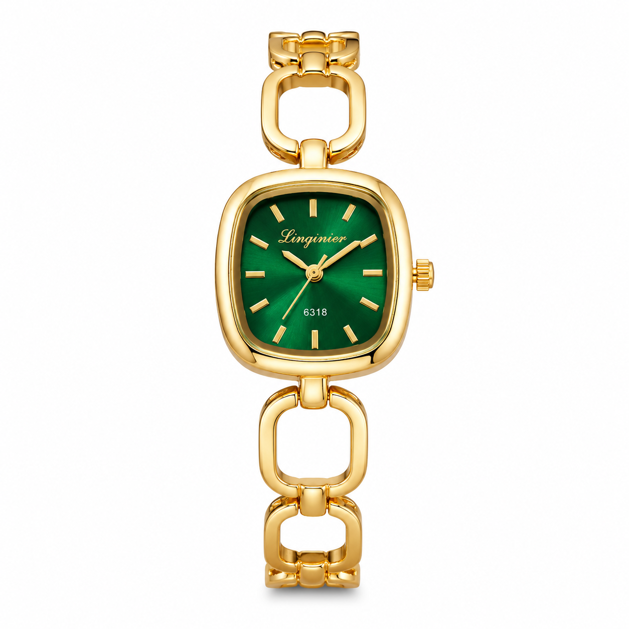 Vintage Emerald Green Dial Chain Watch - Anti-Tarnish Gold Plated