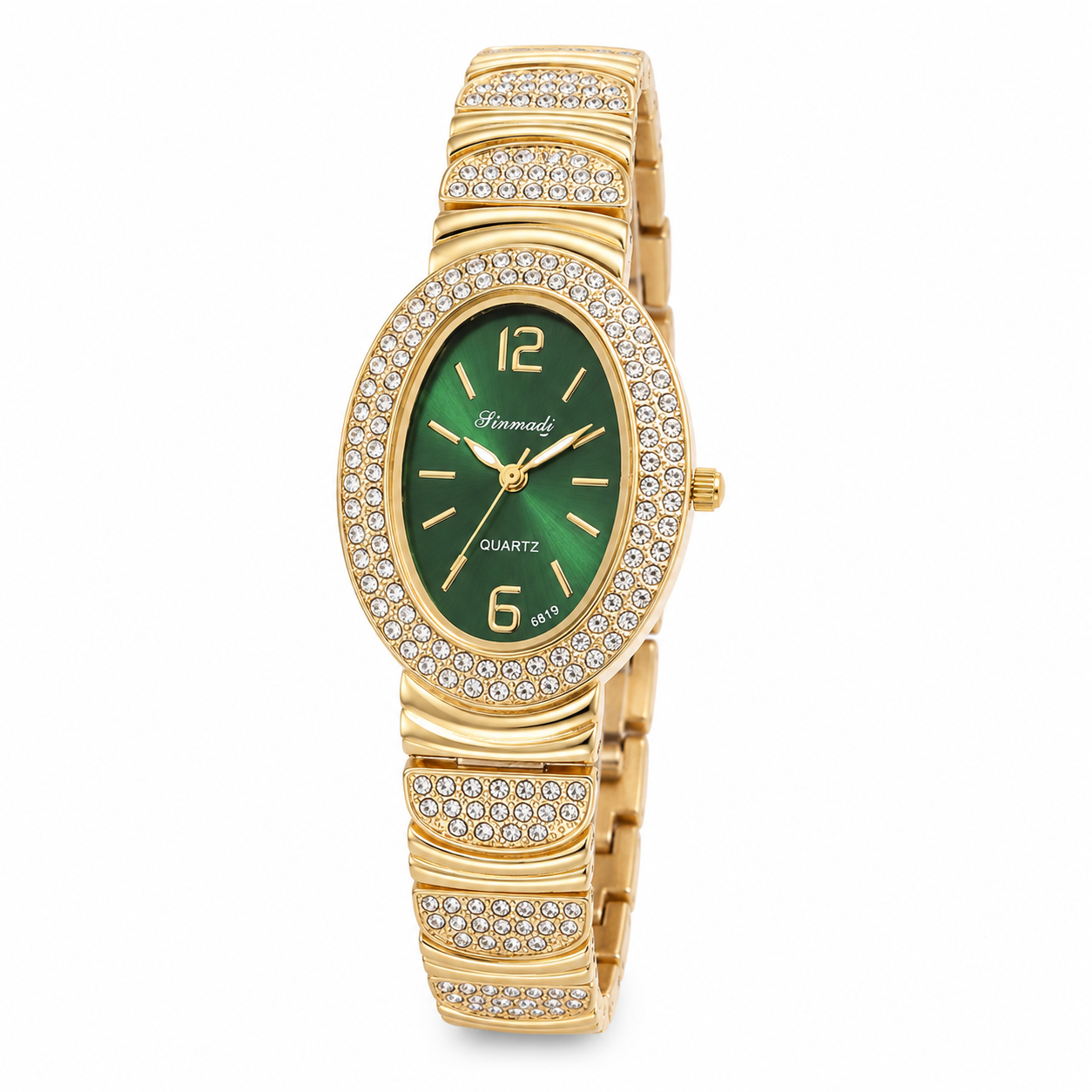 Emerald Aura Crystal Bezel Anti-Tarnish Gold Plated Watch