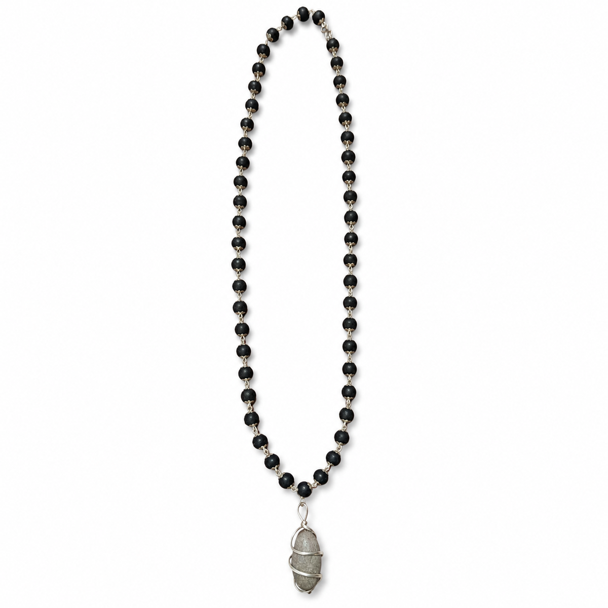 Black Beaded Shivling Pendant Mala for Men-JS-SNL-029
