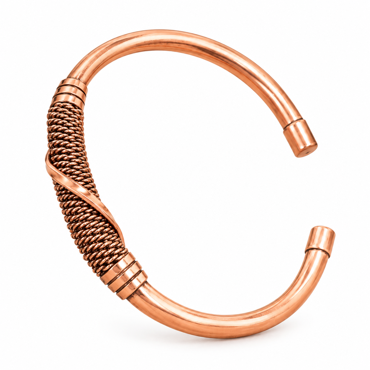 Handcrafted Copper Cuff with Woven Design- JS-SBR-034