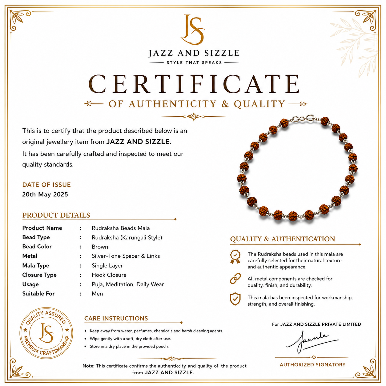 Rudraksha Beads Mala for Men JS-SNC-0019