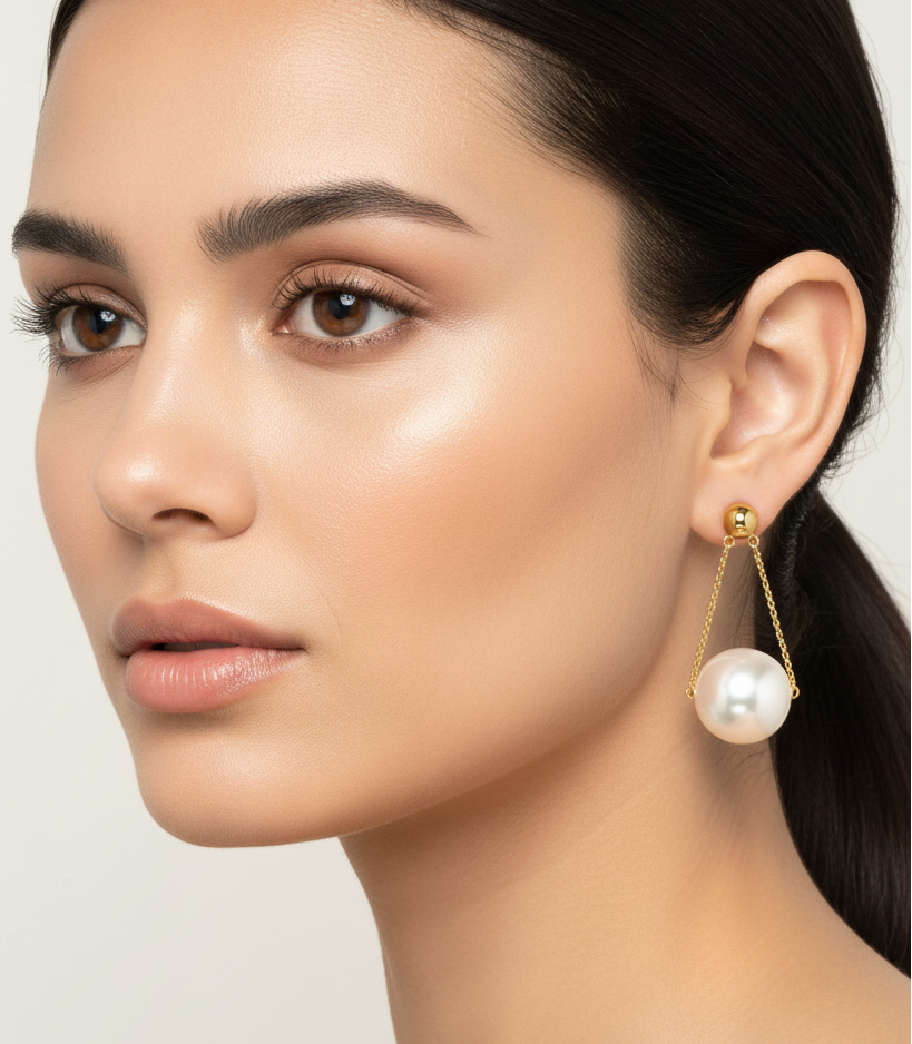 Gold-Plated Pearl Drop Earrings for Women & Girls