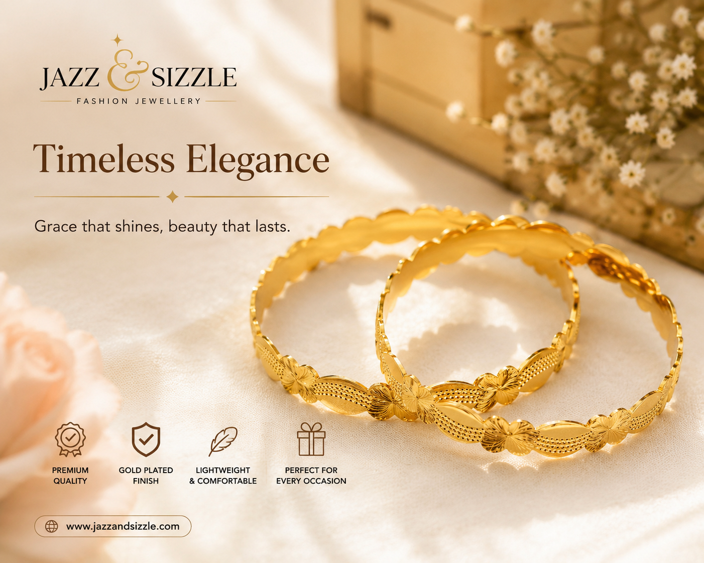 Set Of 2 18K Gold-Plated Bangles