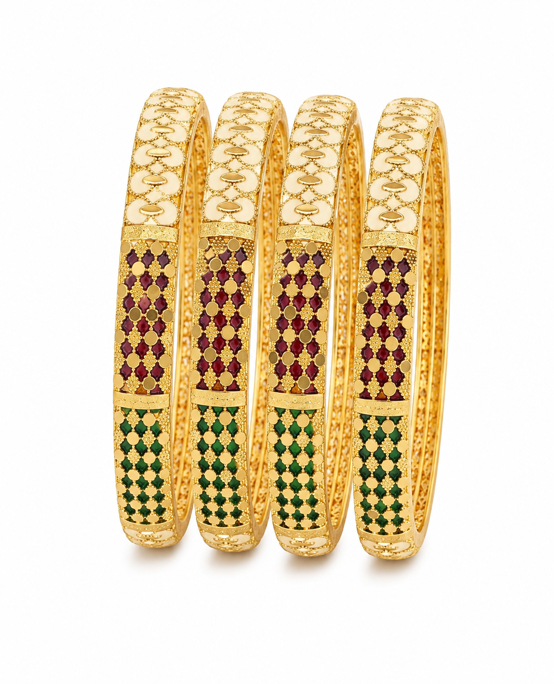 Gold-Plated Traditional Meenakari Bangles Set for Women