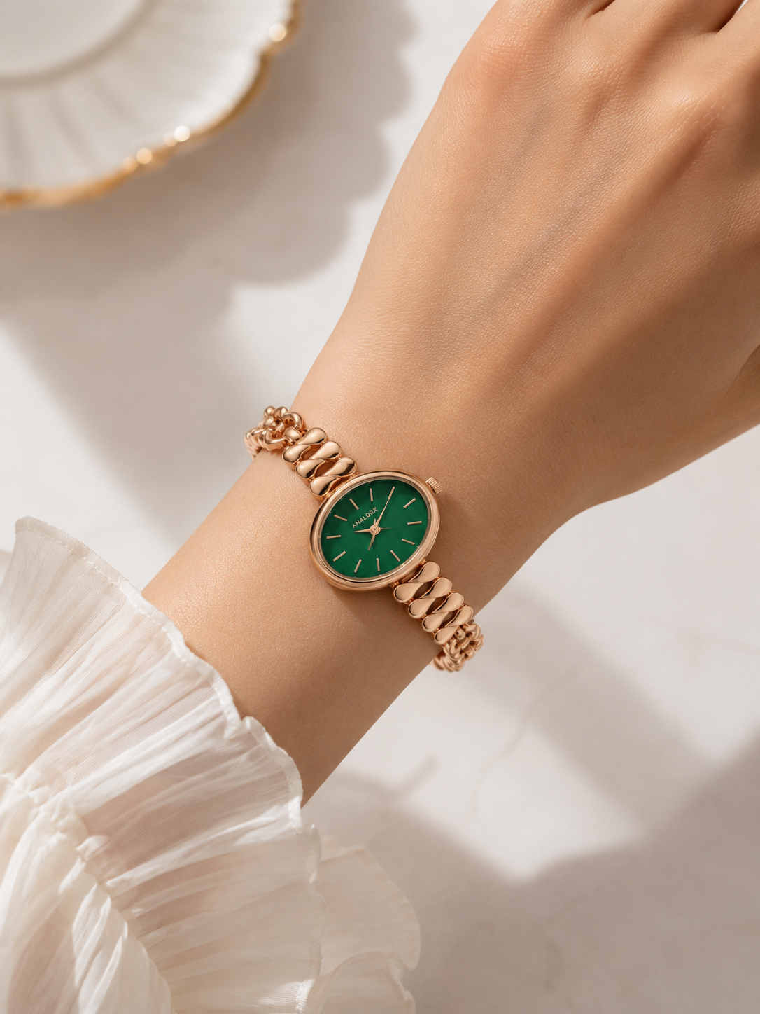 Elegant Rose Gold Chain Strap Analog Watch for Women