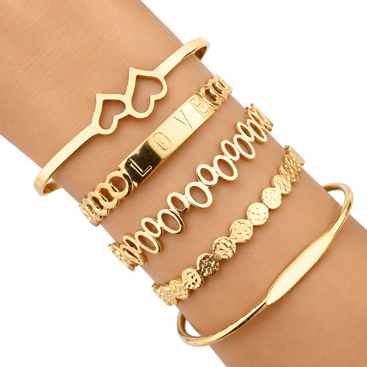 Women BOHEMIA Gold Plated Chain Bracelet Open Bracelet Jewelry Stackable Style Bracelet Set