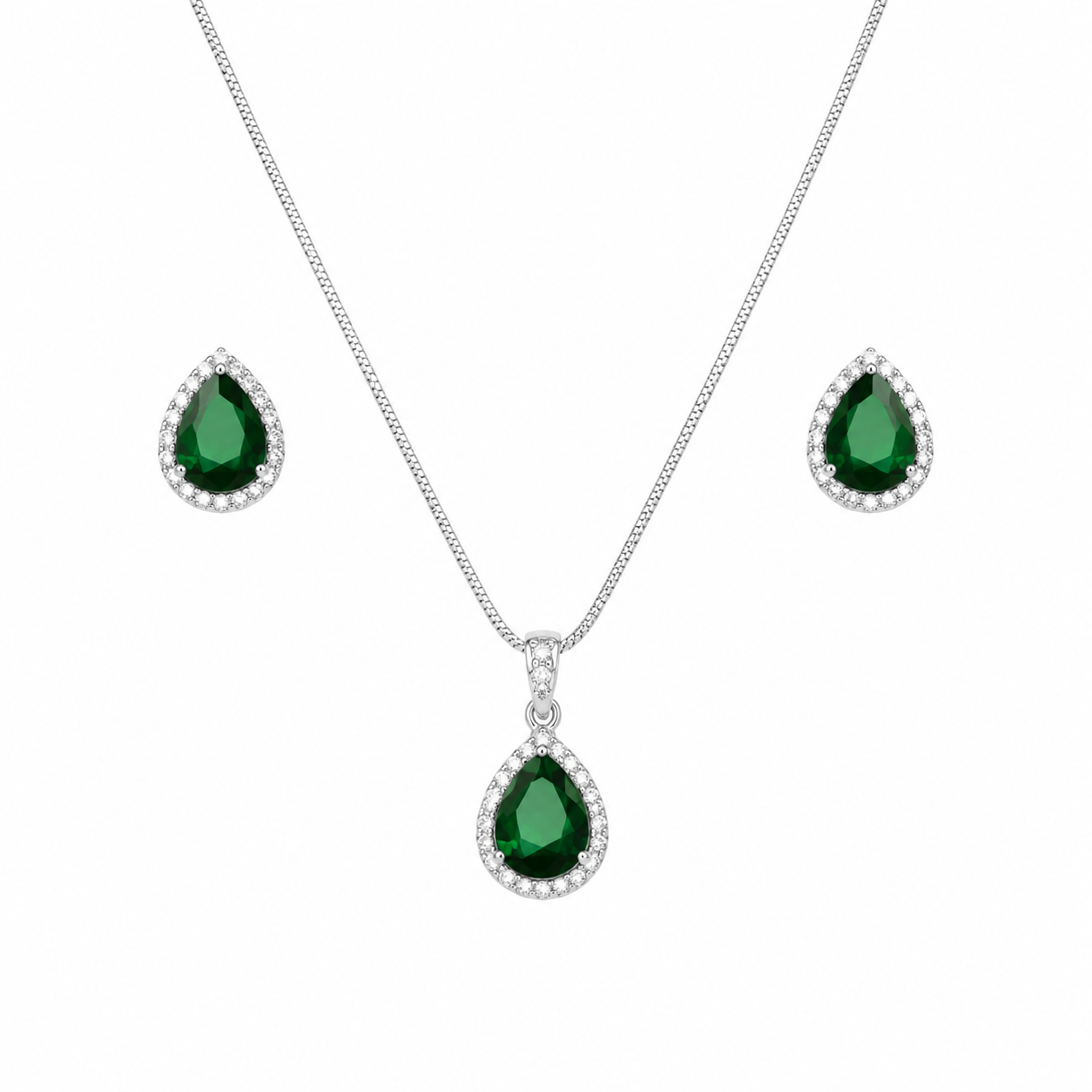Royal Emerald Drop Pendant Combo
