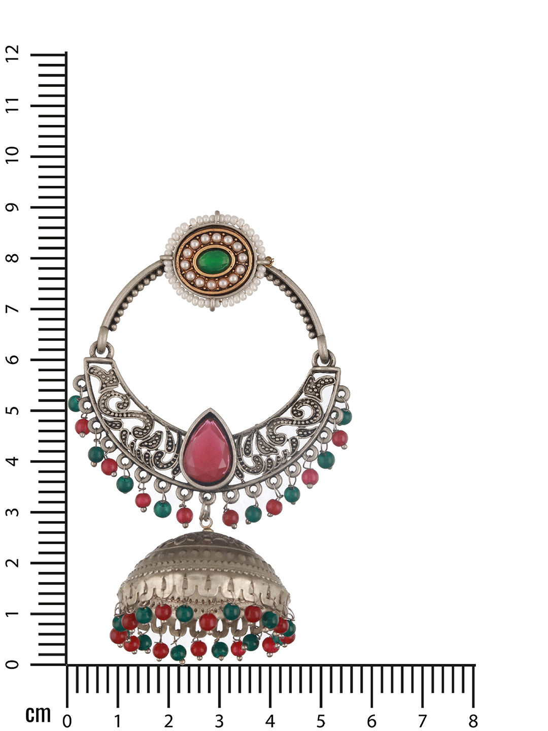 Jazz and Sizzle Silver-Plated Stone Studded Contemporary Jhumka Earrings
