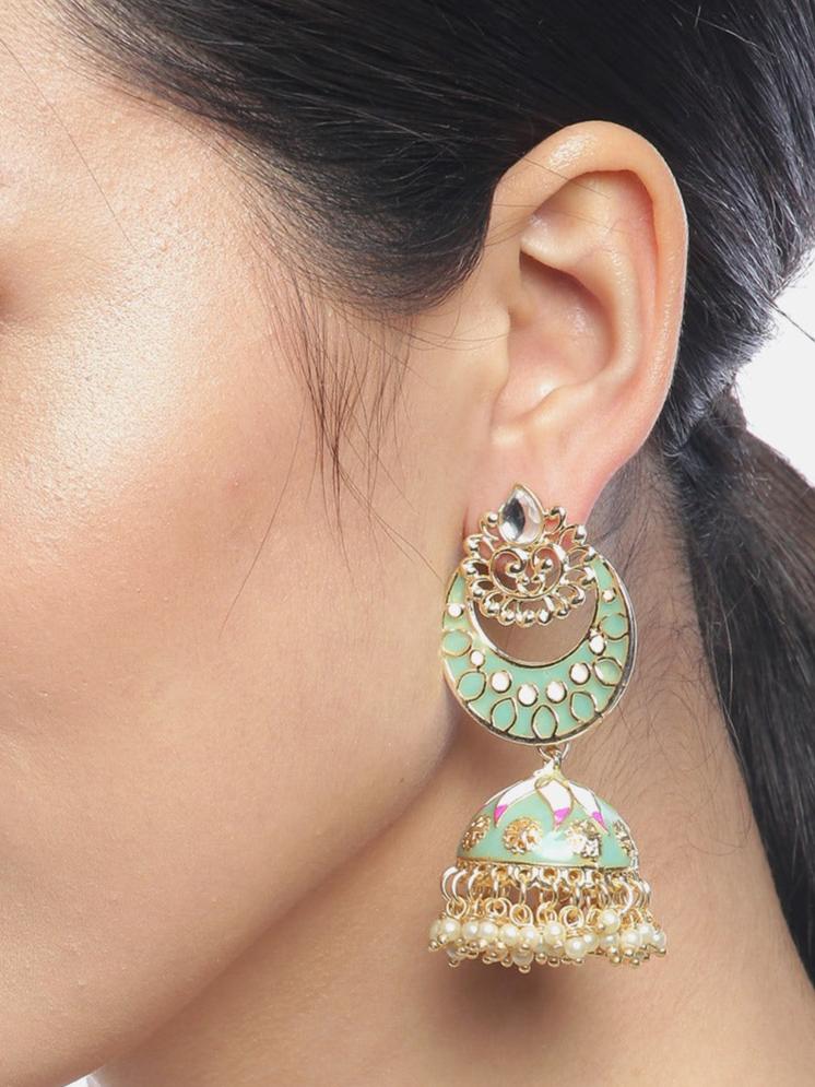 Jazz And Sizzle Gold Plated Crescent Shaped Jhumka Chandbali