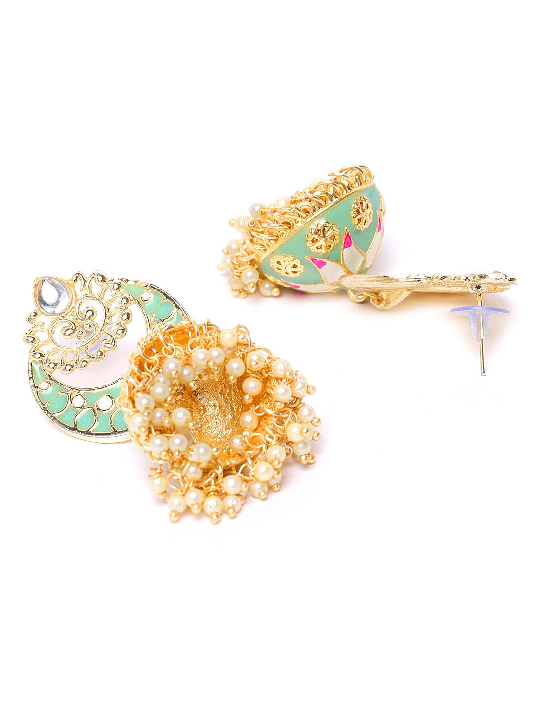 Jazz And Sizzle Gold Plated Crescent Shaped Jhumka Chandbali
