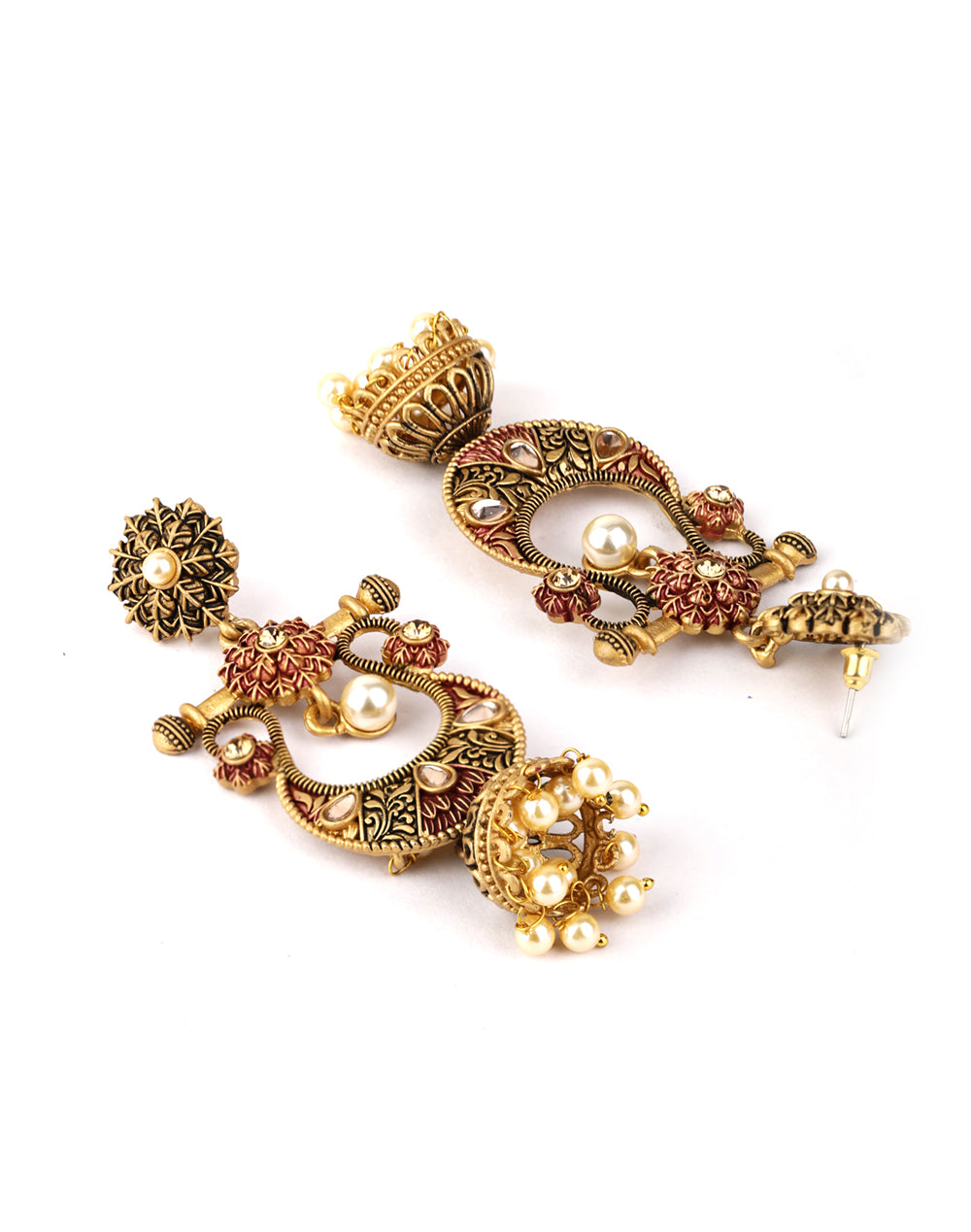 Jazz And Sizzle Kundan Studded Meenakari Jhumka Earring