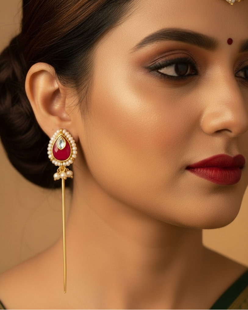 Jazz And Sizzle Gold Plated Artificial Stone Studded & Beaded Ear Cuff