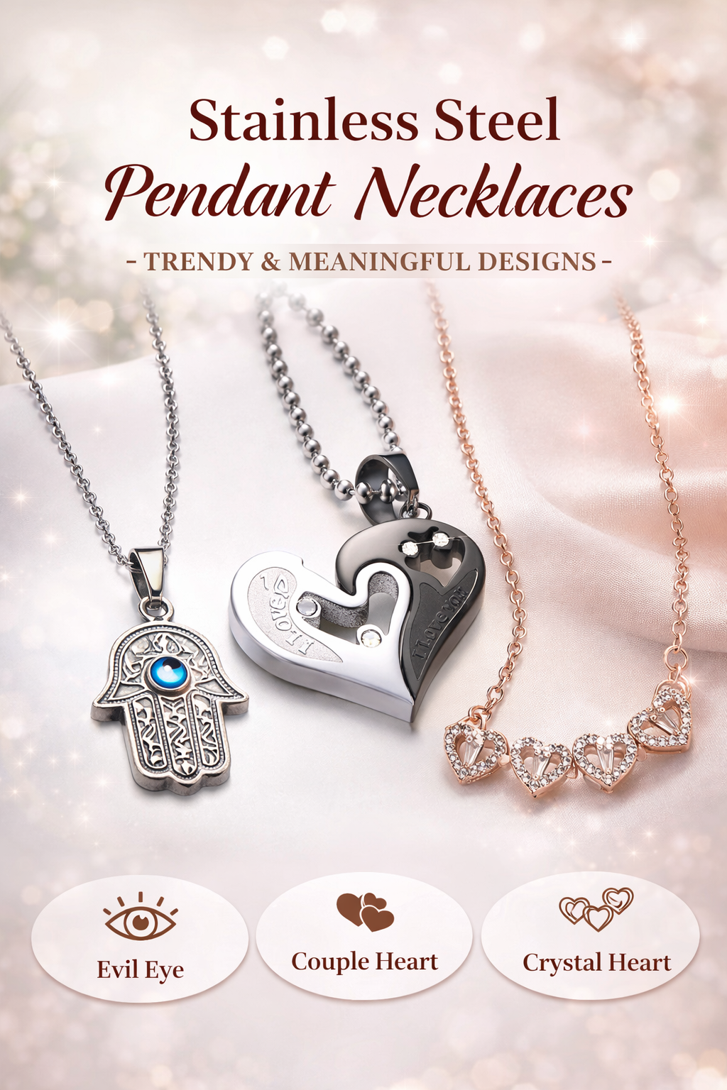 Jazz and Sizzle Combo Set of 3 Pendant Locket Necklace For women