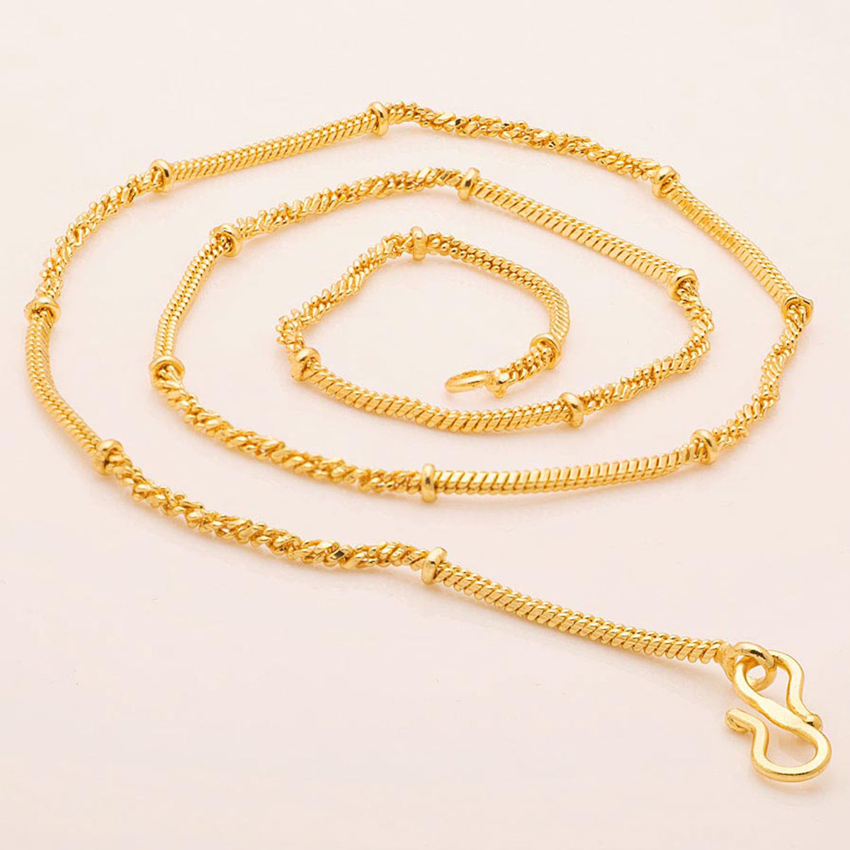 Micro Gold Plated Snake Chain Necklaces Bead Accents Fashion Chains