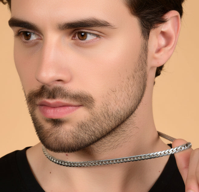 Exquisite 5MM Full Side Necklace in Silver Fashionable